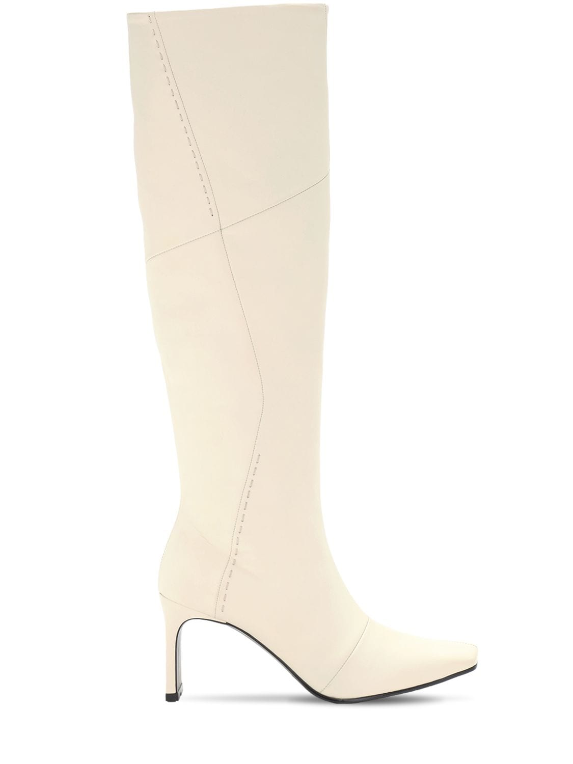 Reike Nen 80mm Stitched Leather Tall Boots In Cream