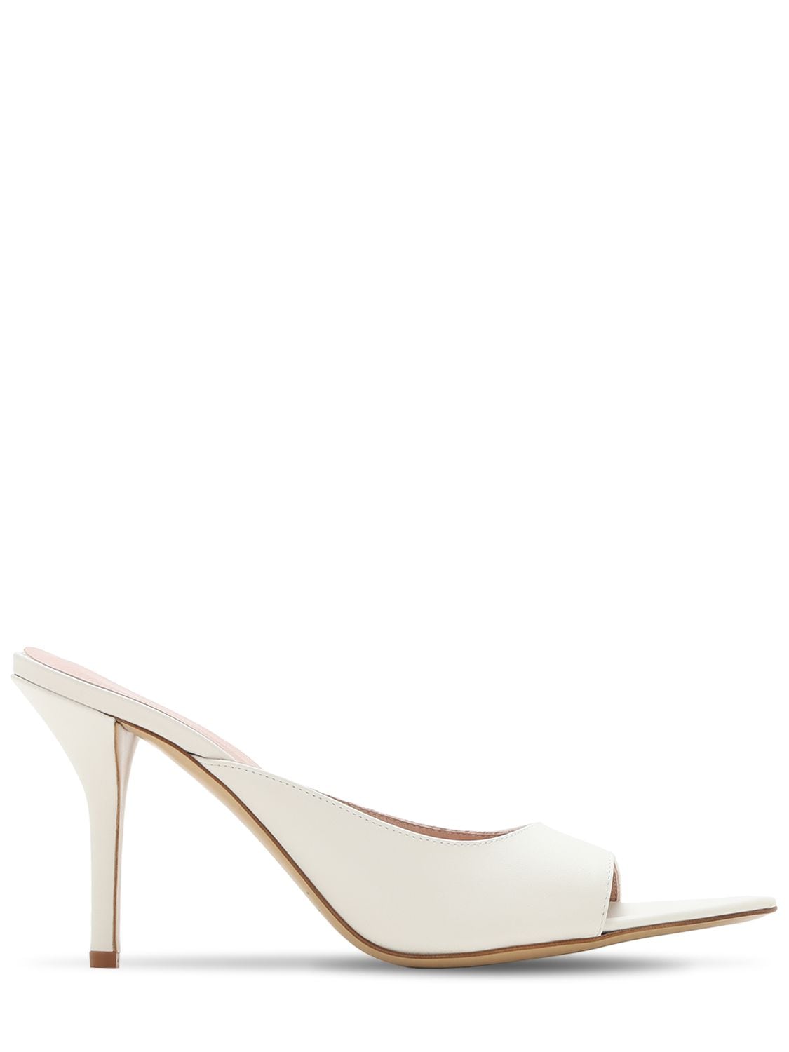 Gia X Pernille Teisbaek 85mm Pointed Toe Leather Mules In Off-white