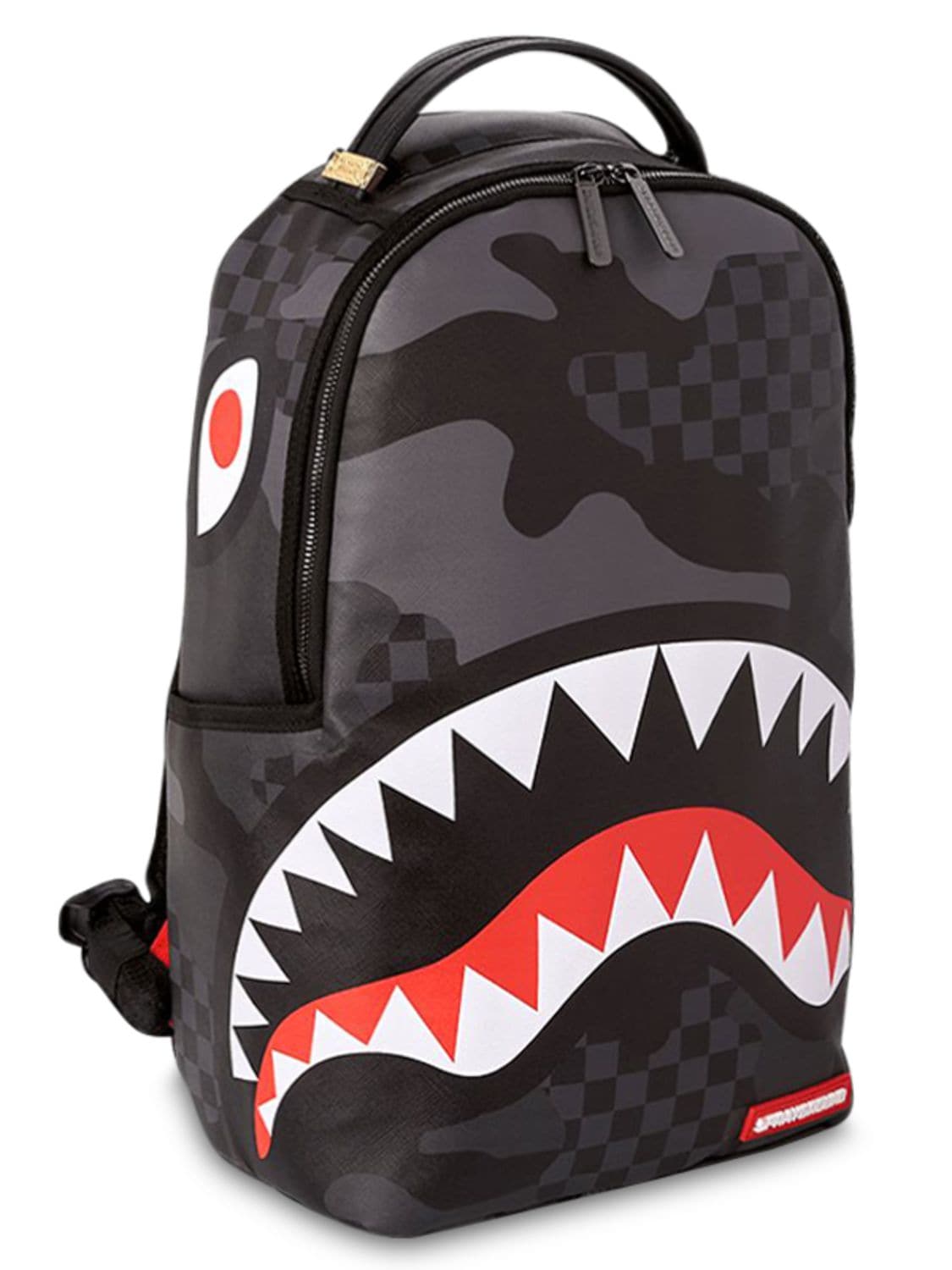 Sprayground Kids' Shark Printed Faux Leather Backpack In Black