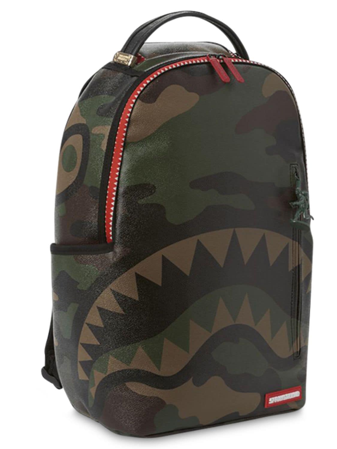 Sprayground Kids' Camo Shark Printed Faux Leather Backpack In Khaki