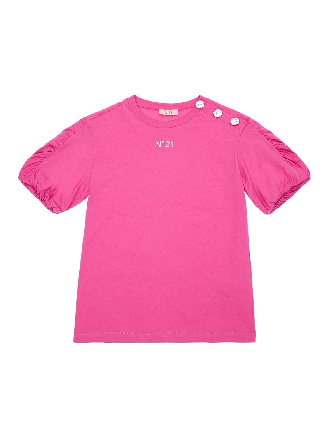 N°21 EMBELLISHED COTTON JERSEY T-SHIRT,72IOES014-ME4ZMDU1