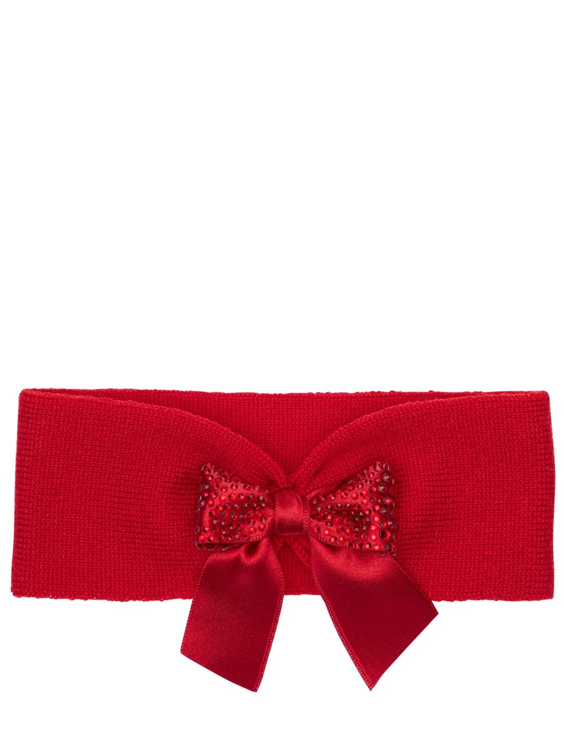 La Perla Kids' Interlock Wool Headband W/ Bow Appliqué In Red