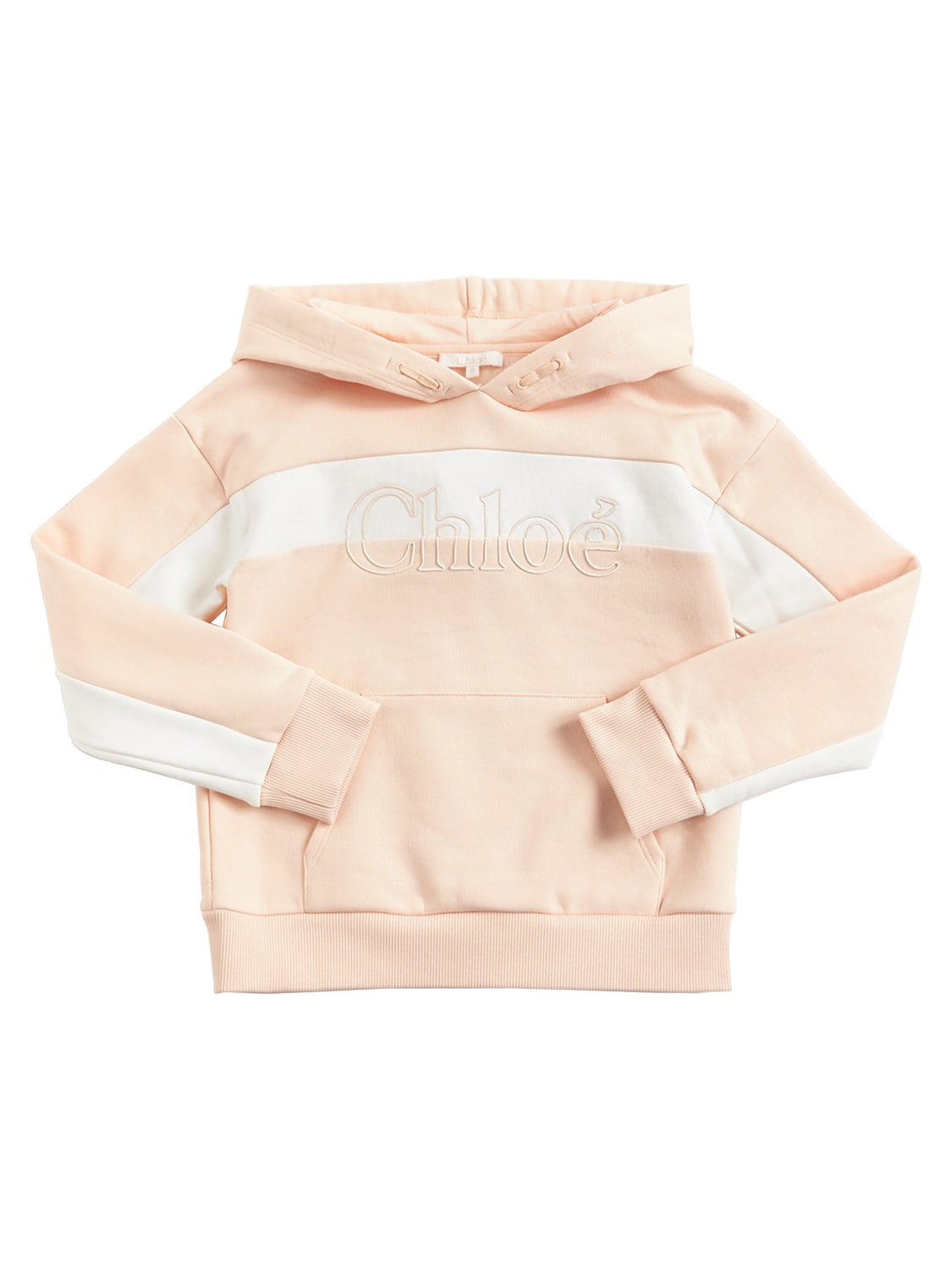 Chloé Kids' Logo Embroidery Cotton Sweatshirt Hoodie In Pink
