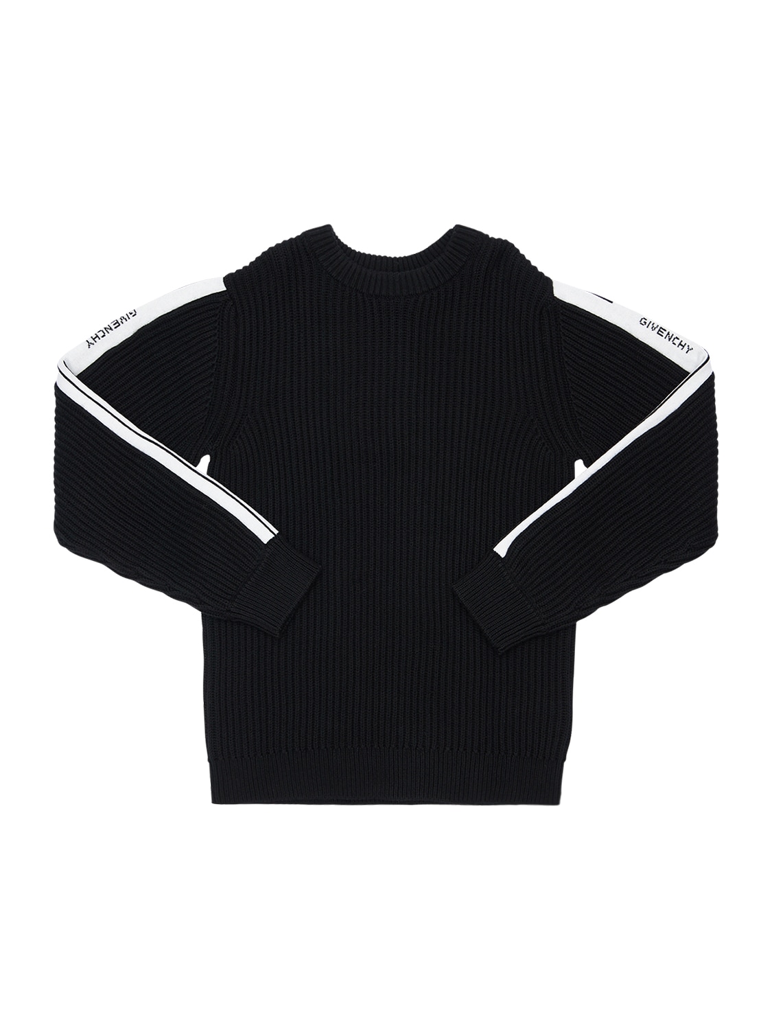 Givenchy Kids' Ribbed Knit Cotton & Cashmere Sweater In Black