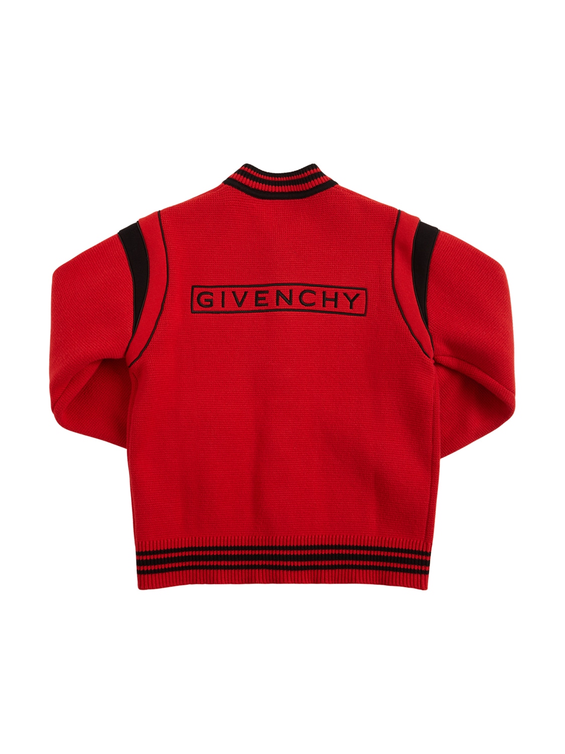 Givenchy Kids' Logo棉&羊绒飞行员夹克 In Red
