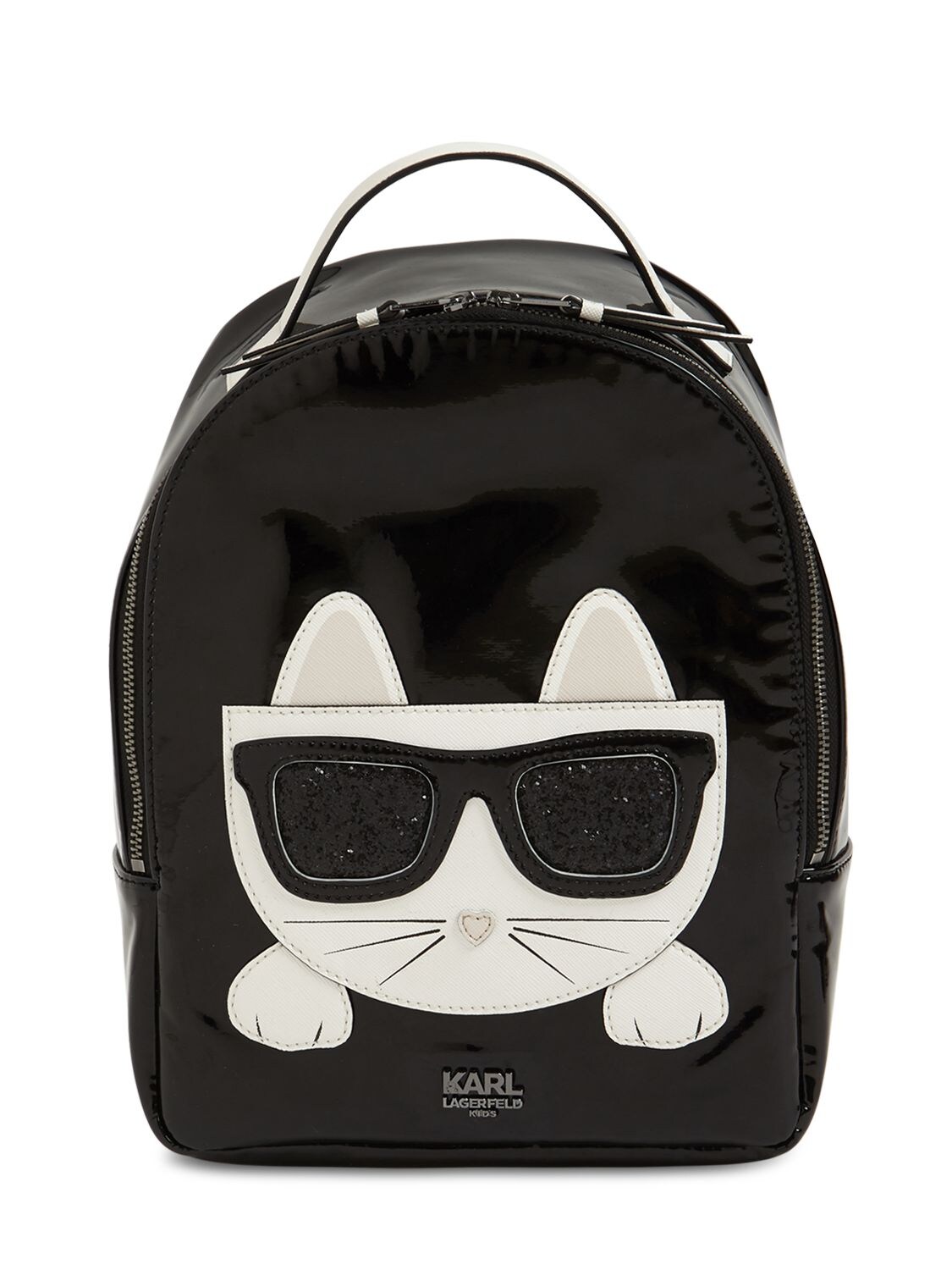 black patent leather backpack