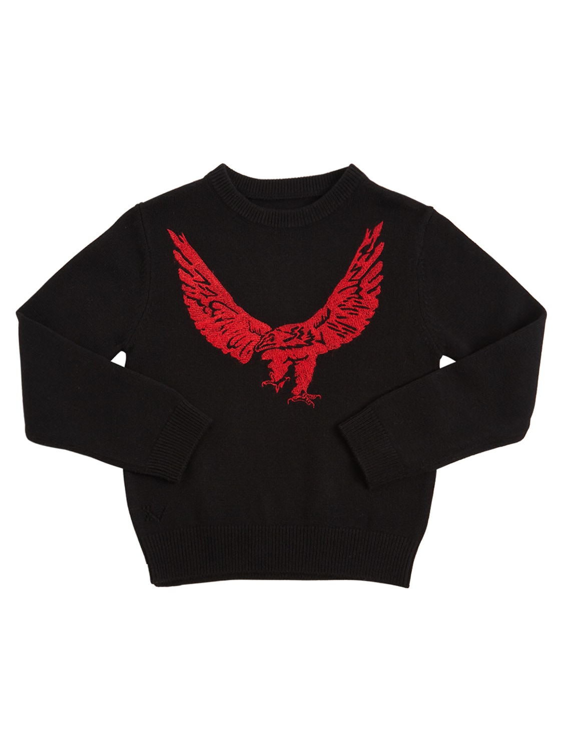 Zadig & Voltaire Kids' Eagles Intarsia Wool & Cashmere Sweater In Black
