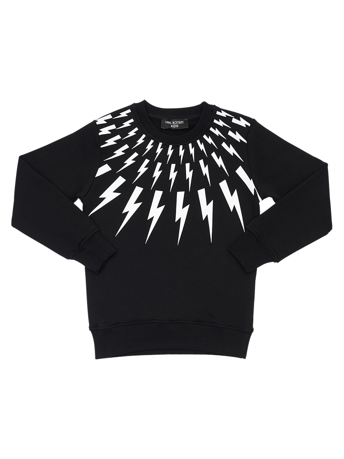 Neil Barrett Kids' Thunder Print Cotton Sweatshirt In Black