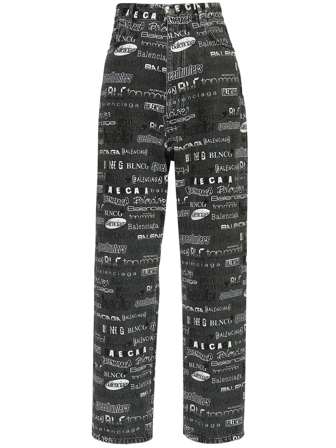 BALENCIAGA ALL OVER PRINT BAGGY COTTON DENIM JEANS,72IOFW016-MTA1MG2