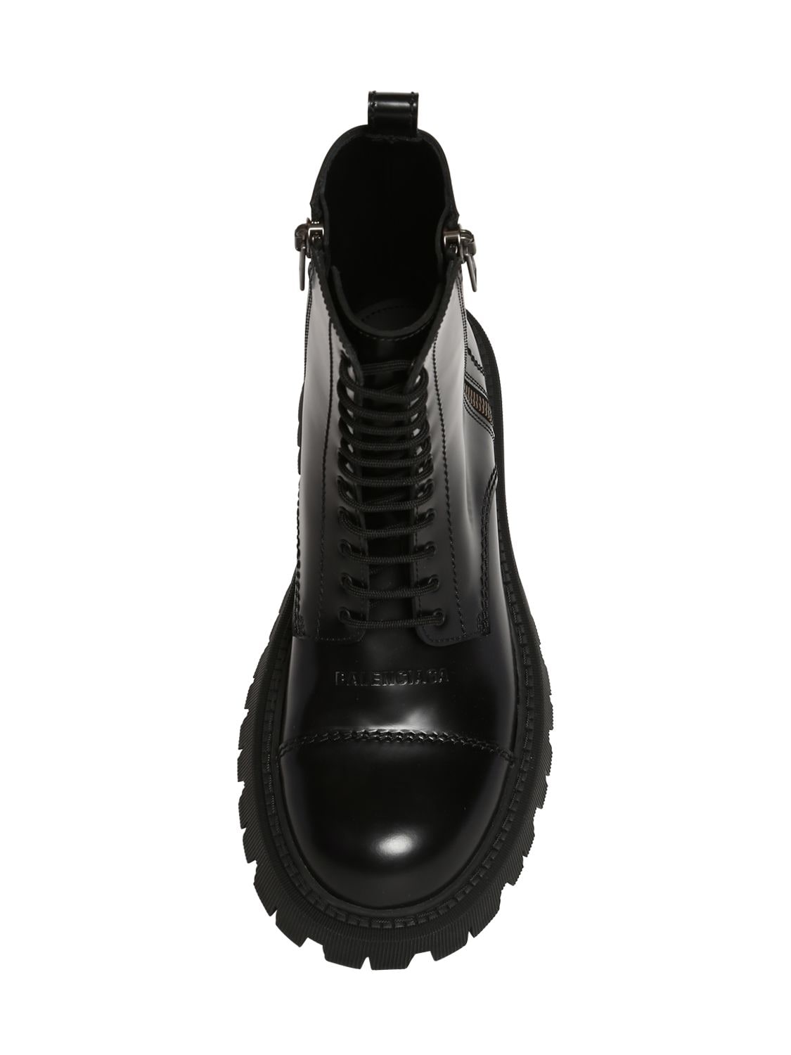 Shop Balenciaga Strike Bootie Leather Lace-up Boots In Black