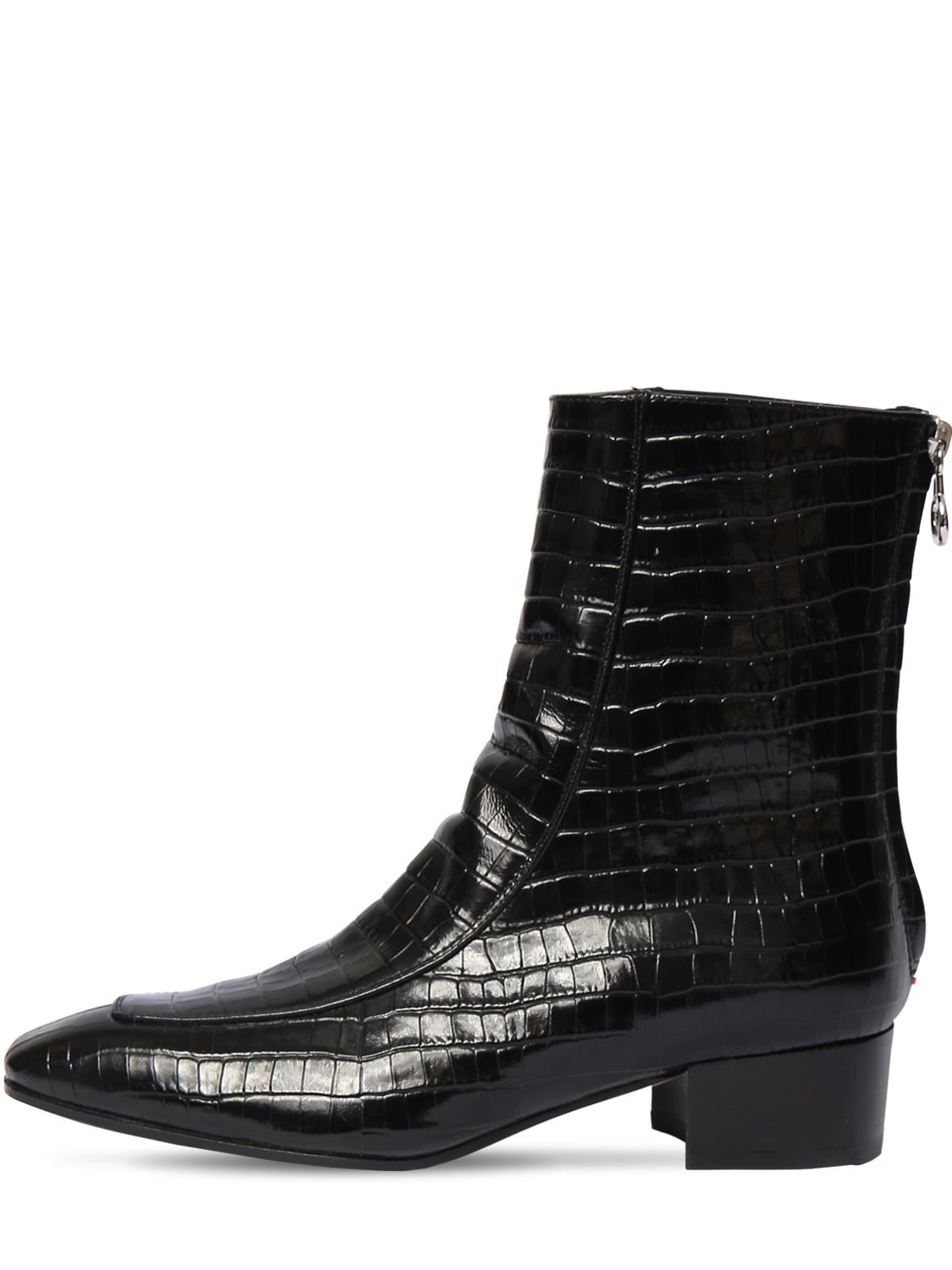AEYDE 35mm Amelia Croc Embossed Leather Boots