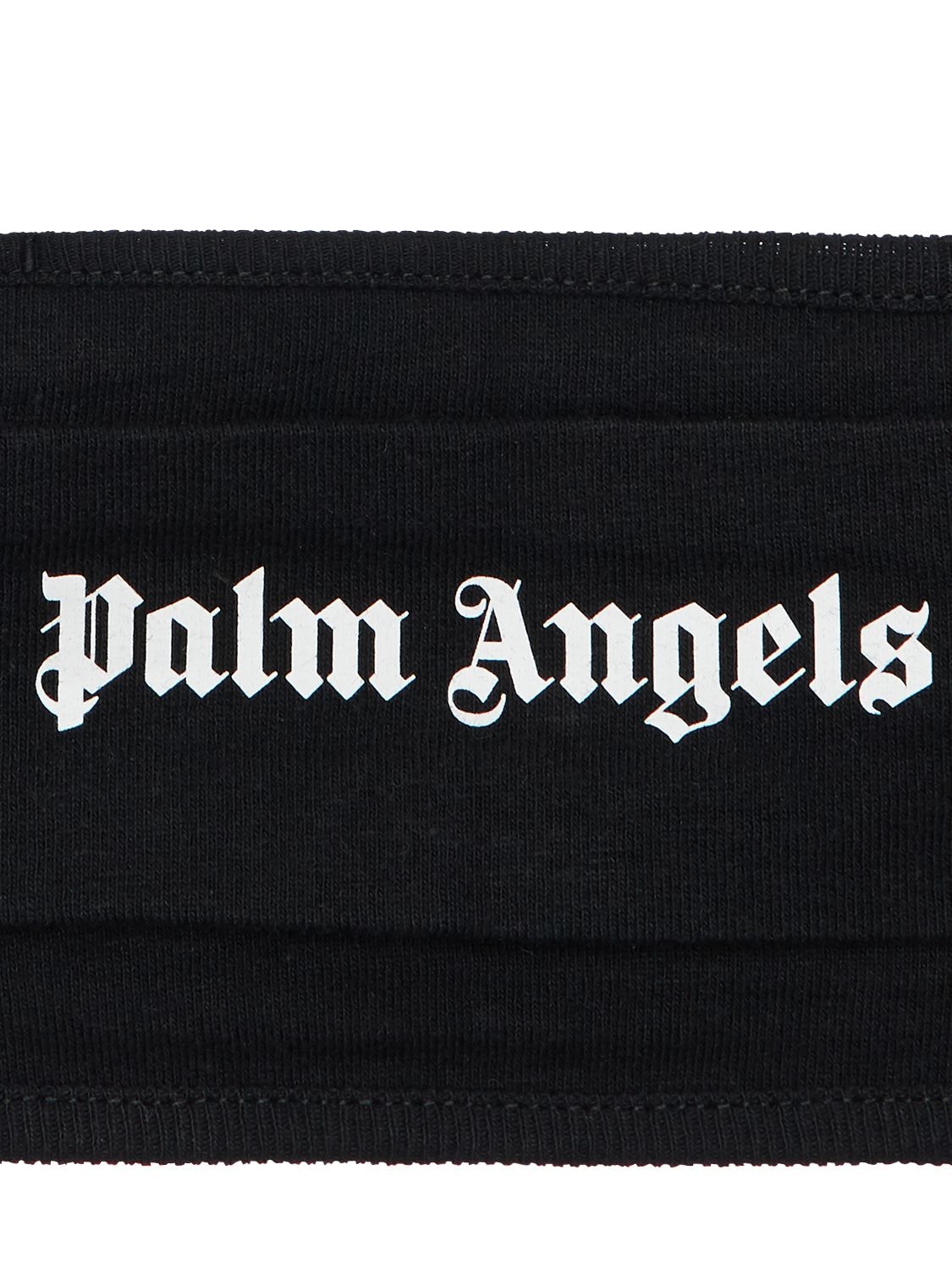 Shop Palm Angels Logo Cotton Jersey Face Mask In Black