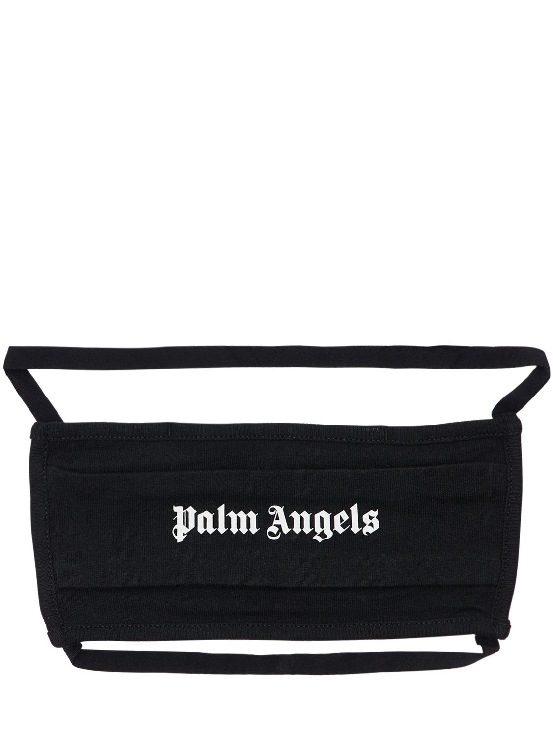 Shop Palm Angels Logo Cotton Jersey Face Mask In Black