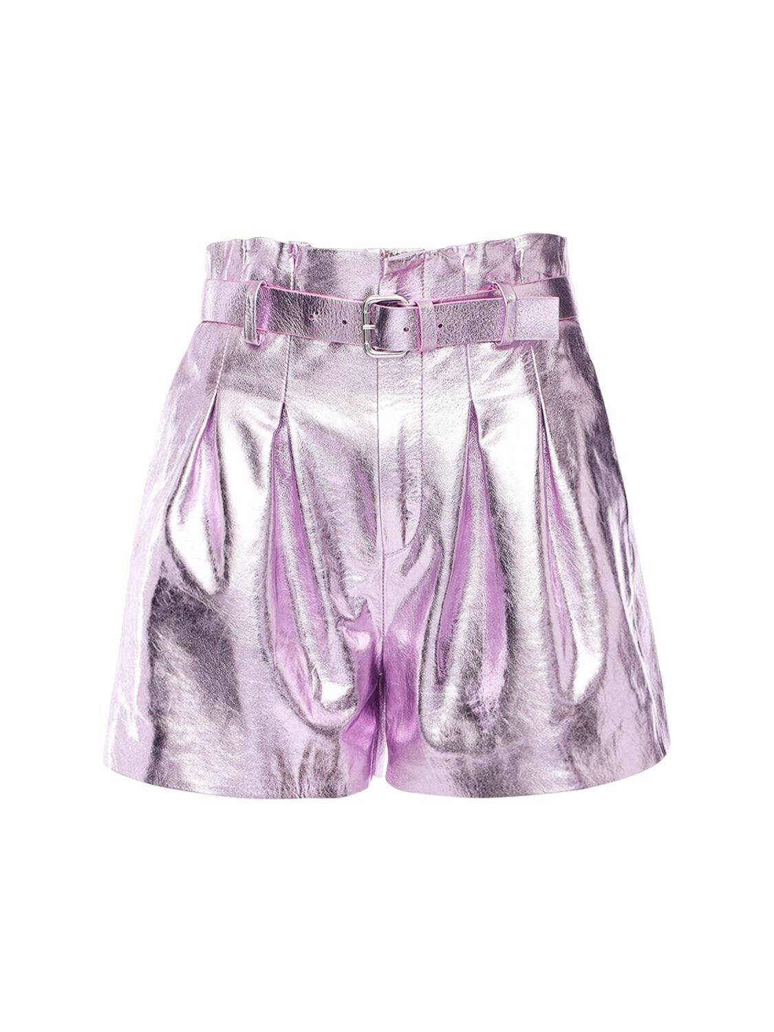 RED VALENTINO METALLIC LEATHER SHORTS,72IR1Z018-NTE30