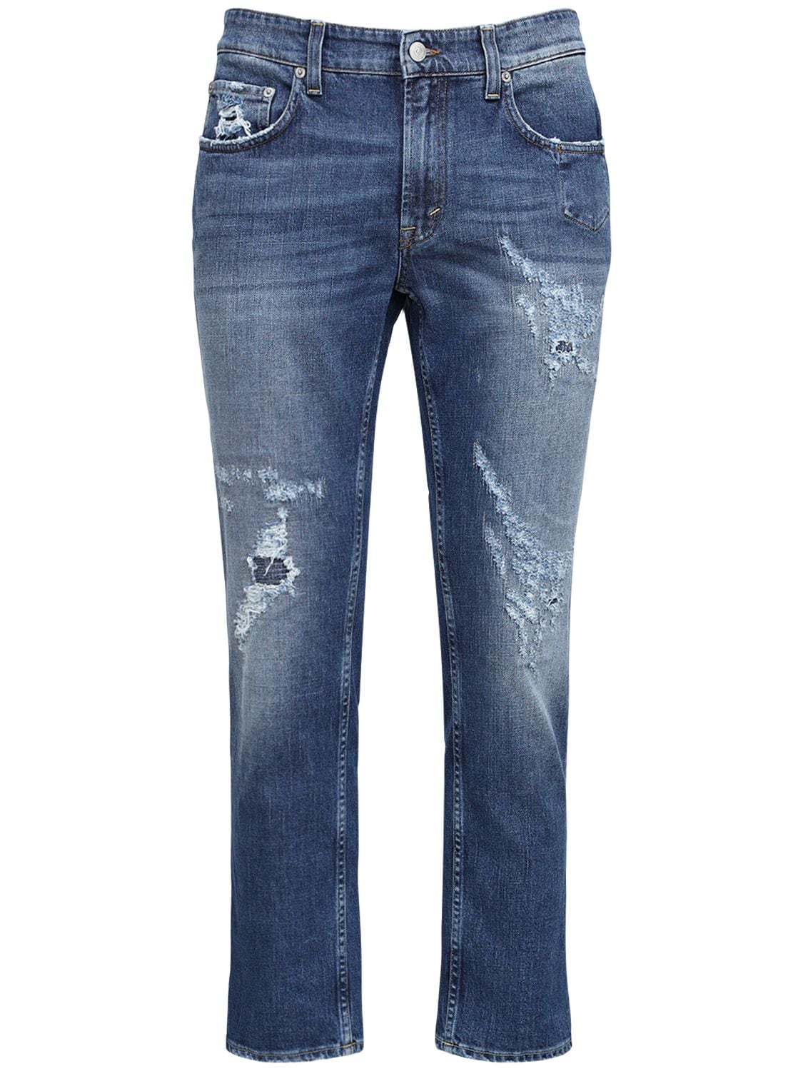 Department Five Wide Leg Jeans W/ Distressed Details In Blue
