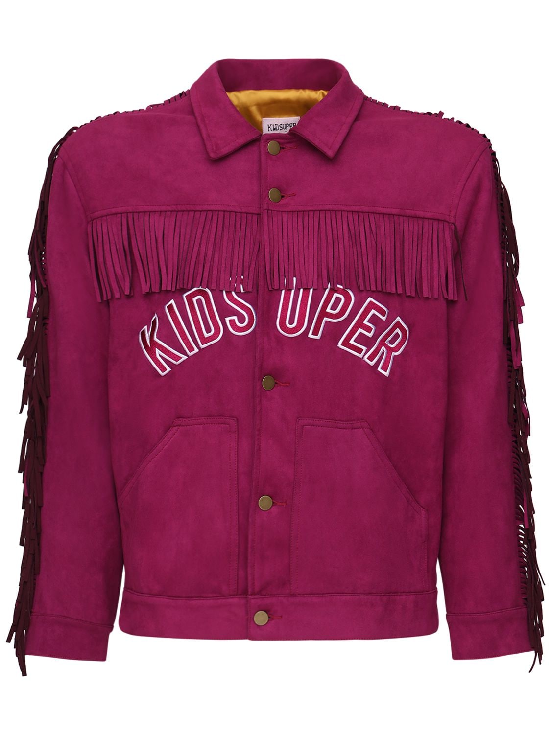 Kidsuper Fringed Faux Suede Shirt Jacket In Purple