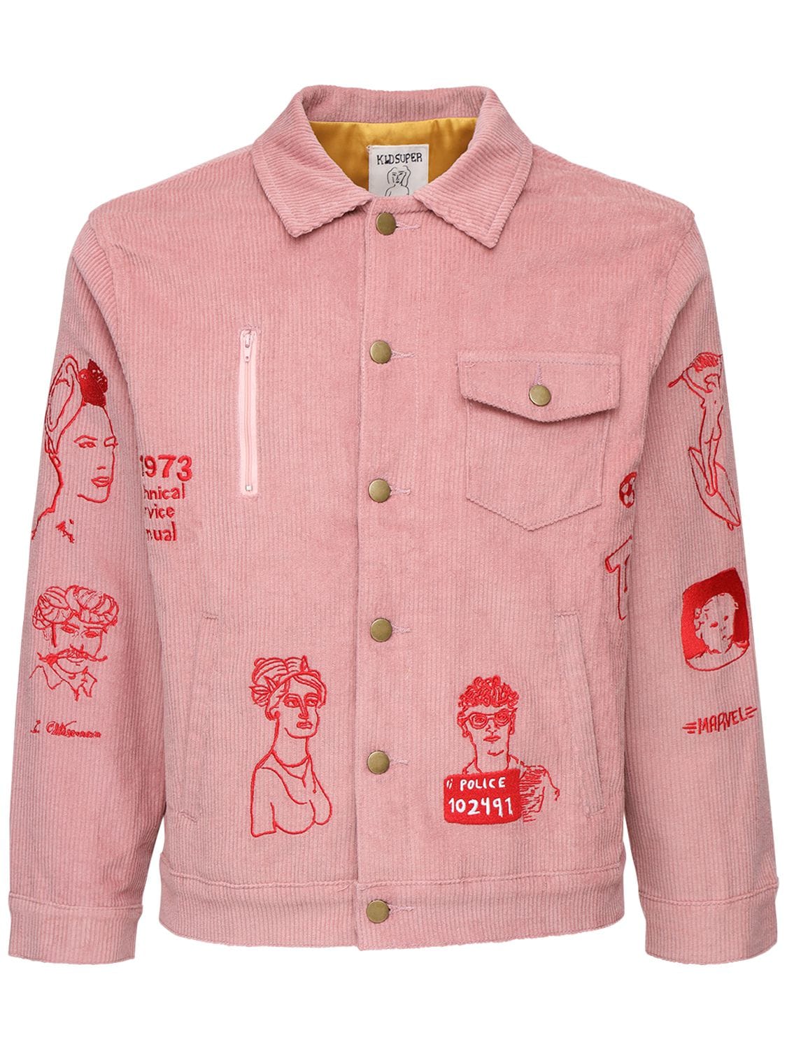 Kidsuper Doodle Embroidered Corduroy Jacket In Pink