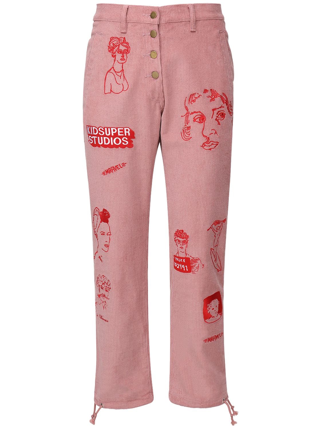 Kidsuper Doodle Embroidered Corduroy Pants In Pink