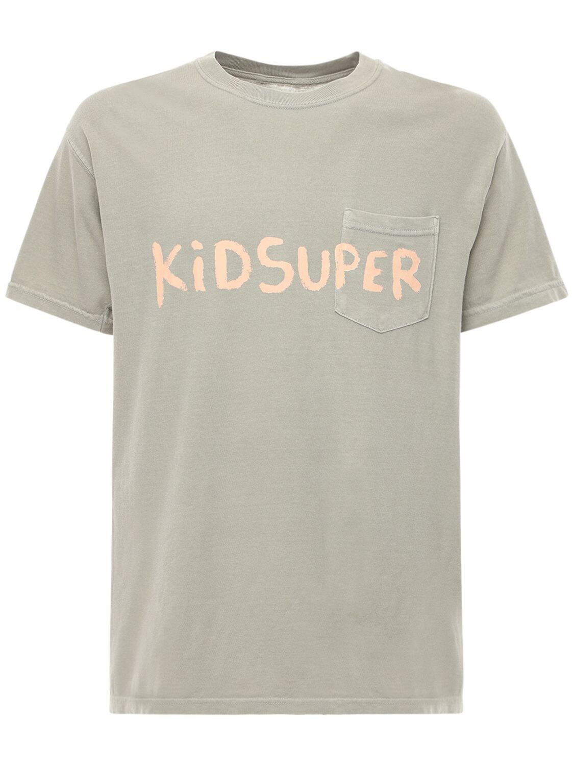 Kidsuper Fingerprint Cotton Logo T-shirt In Beige