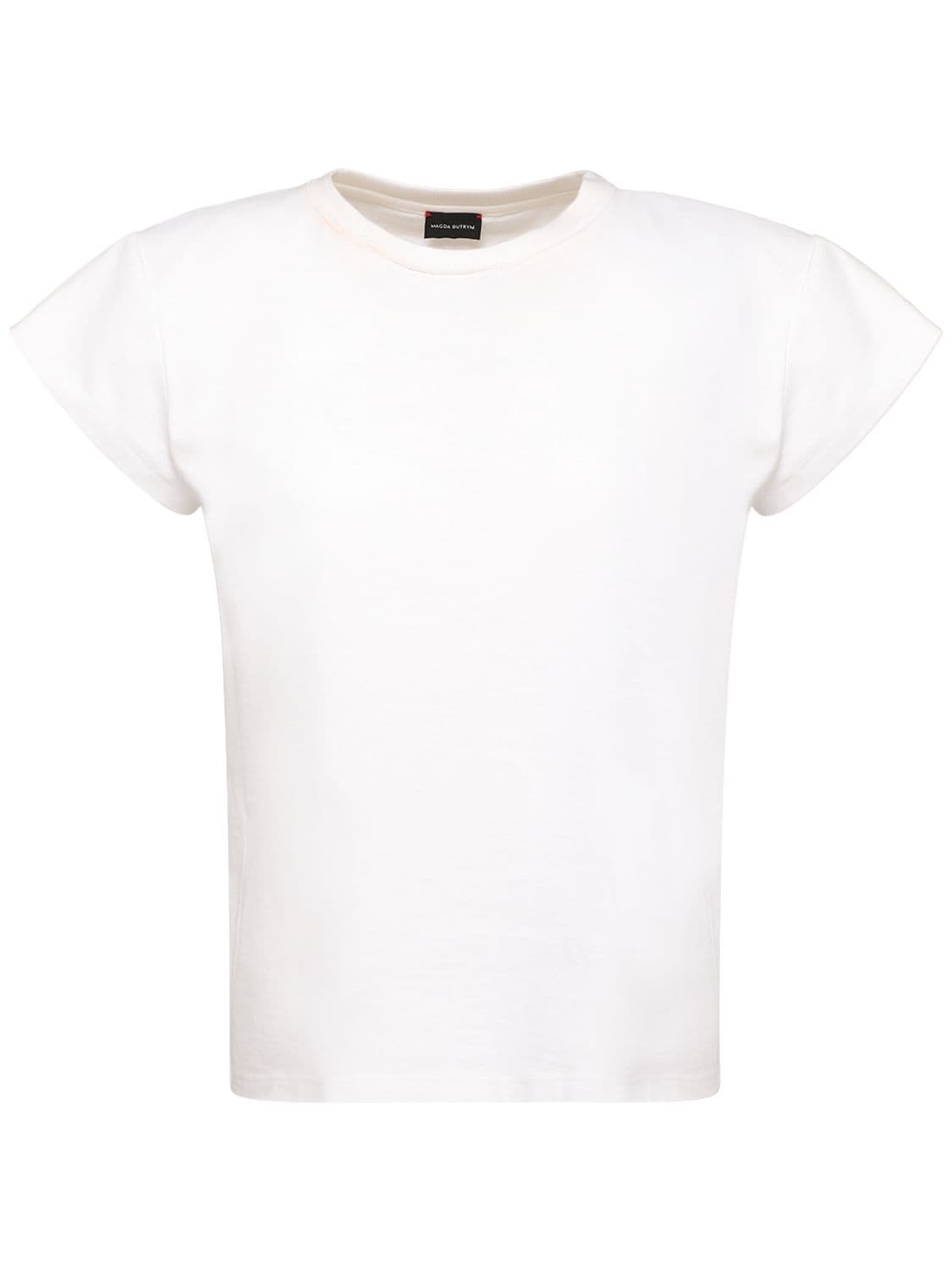 Shop Magda Butrym Rubberized Logo Cotton Jersey T-shirt In White