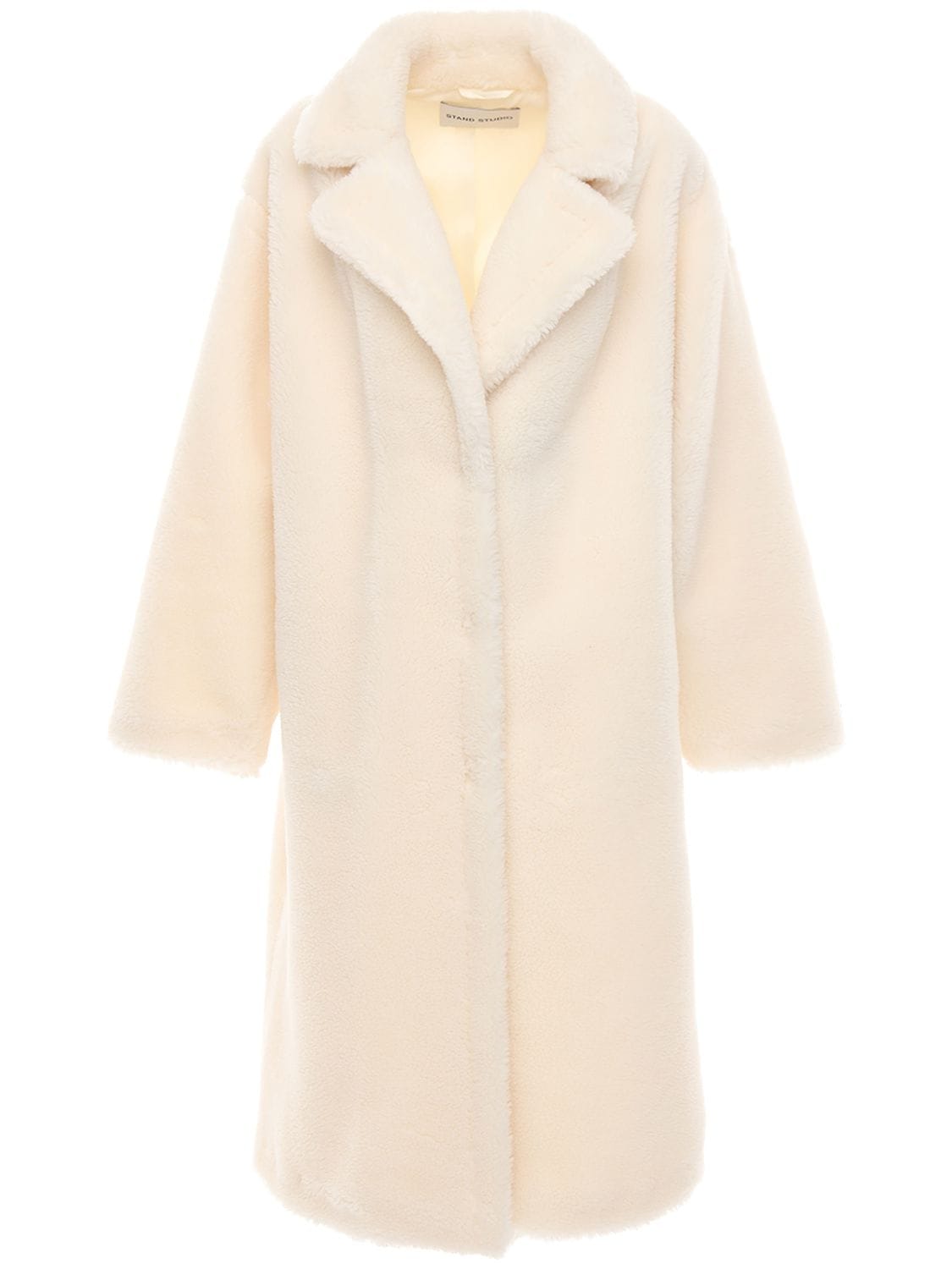 Stand Studio Maria Faux Teddy Long Coat In White