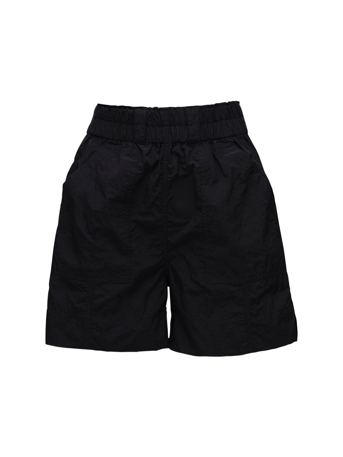 Ganni High Waist Nylon Shorts In Black