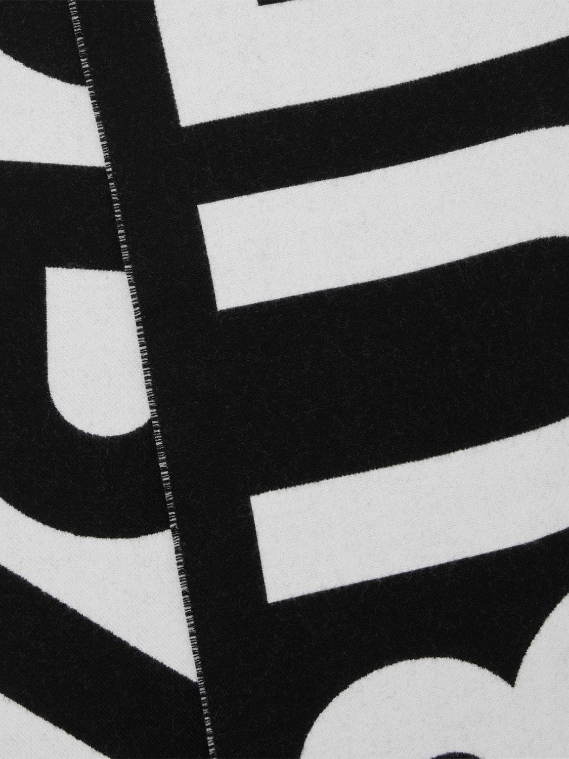 Shop Burberry Logo Knit Wool Scarf In Black