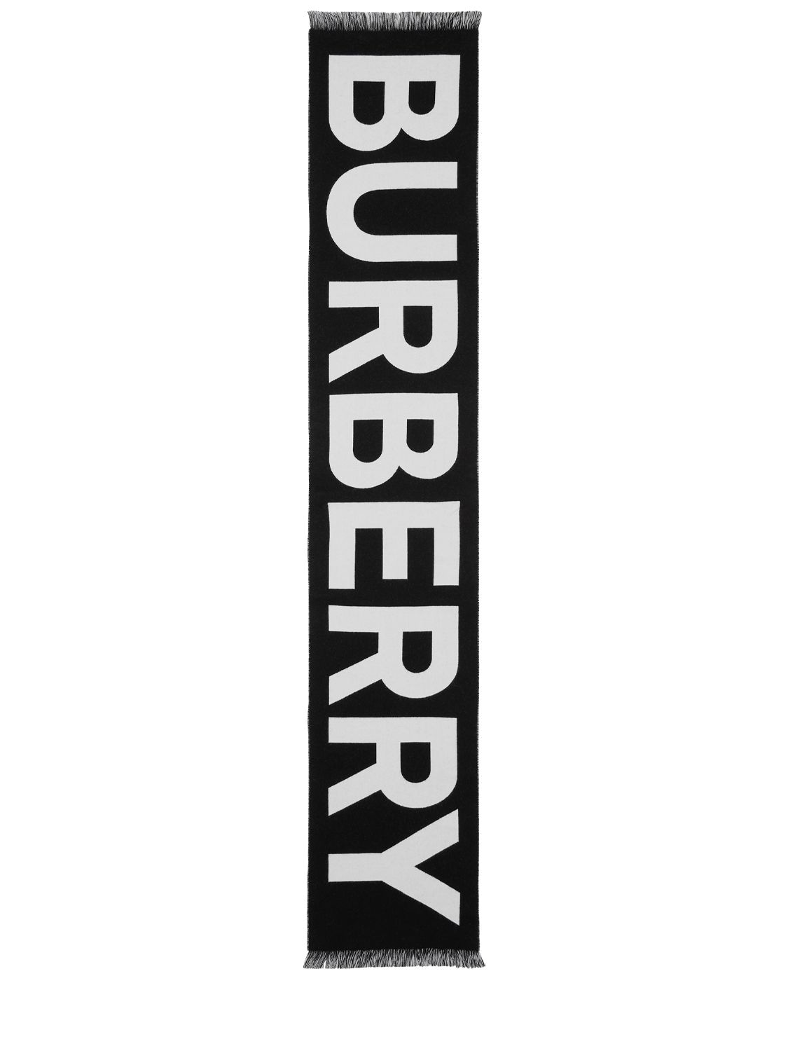Shop Burberry Logo Knit Wool Scarf In Black