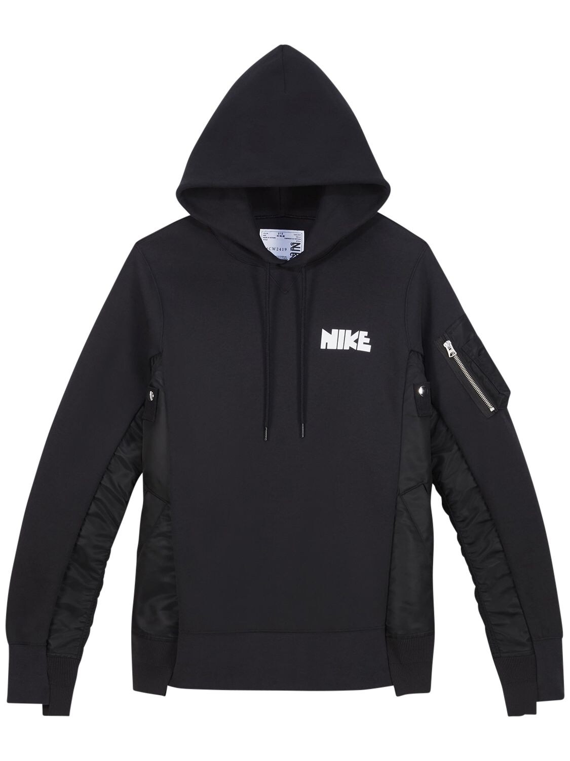 Nike Sacai Cotton & Nylon Sweatshirt Hoodie In Black