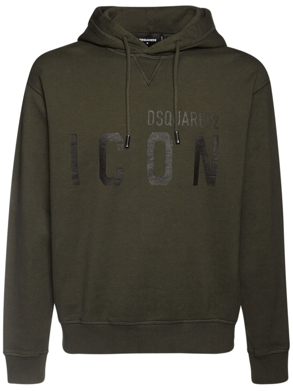 DSQUARED2 PRINTED ICON LOGO COTTON JERSEY HOODIE,72IS3C006-ODE00