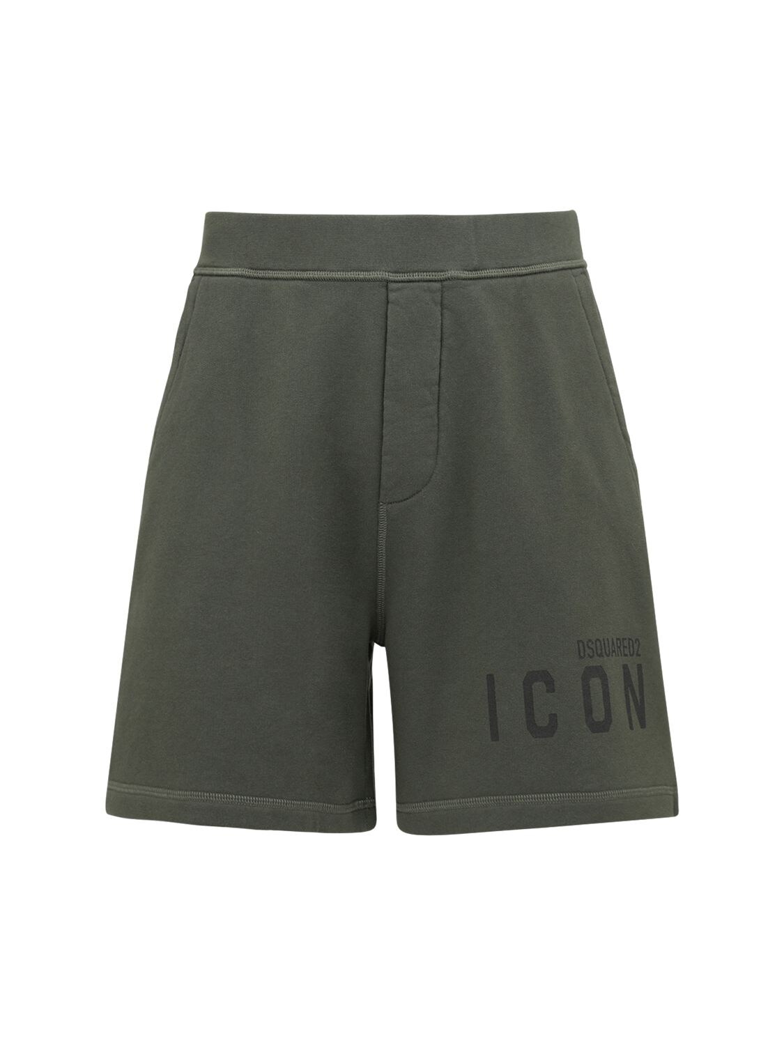 DSQUARED2 ICON LOGO PRINT COTTON SWEAT SHORTS,72IS3C011-ODE00