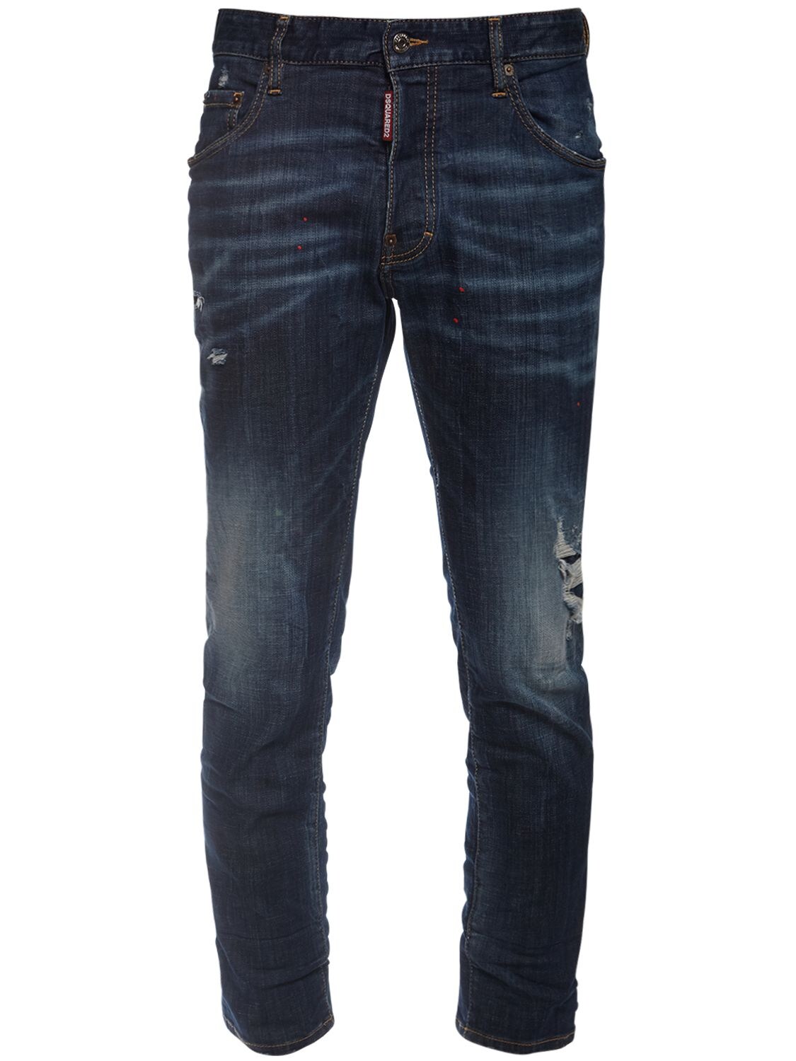DSQUARED2 DISTRESSED SKATER COTTON DENIM JEANS,72IS3C021-NDCW0