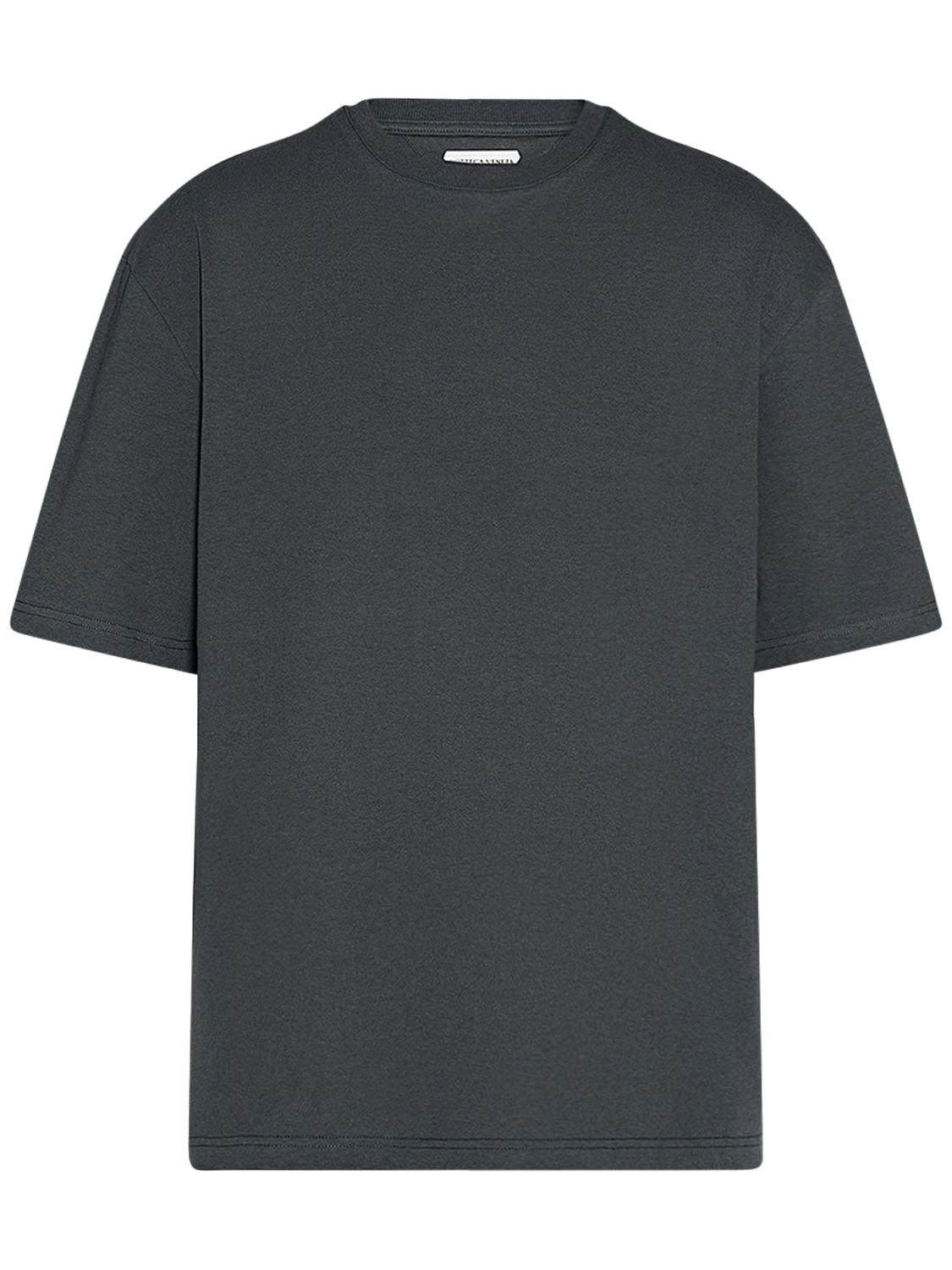 Bottega Veneta Logo Embroidered Cotton Jersey T-shirt In Iron