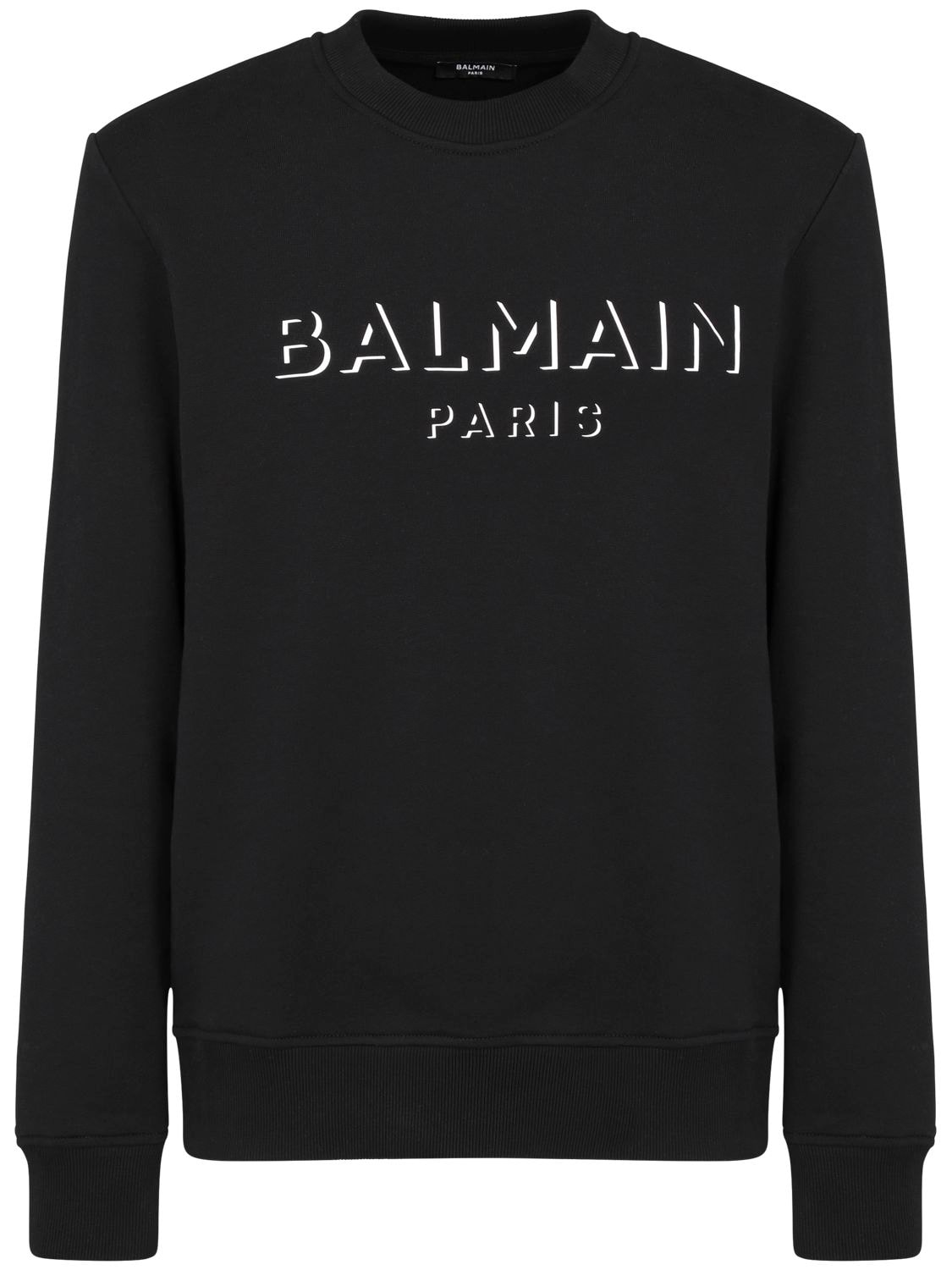 Balmain 3d Logo Print Cotton Jersey Sweatshirt In Black | ModeSens