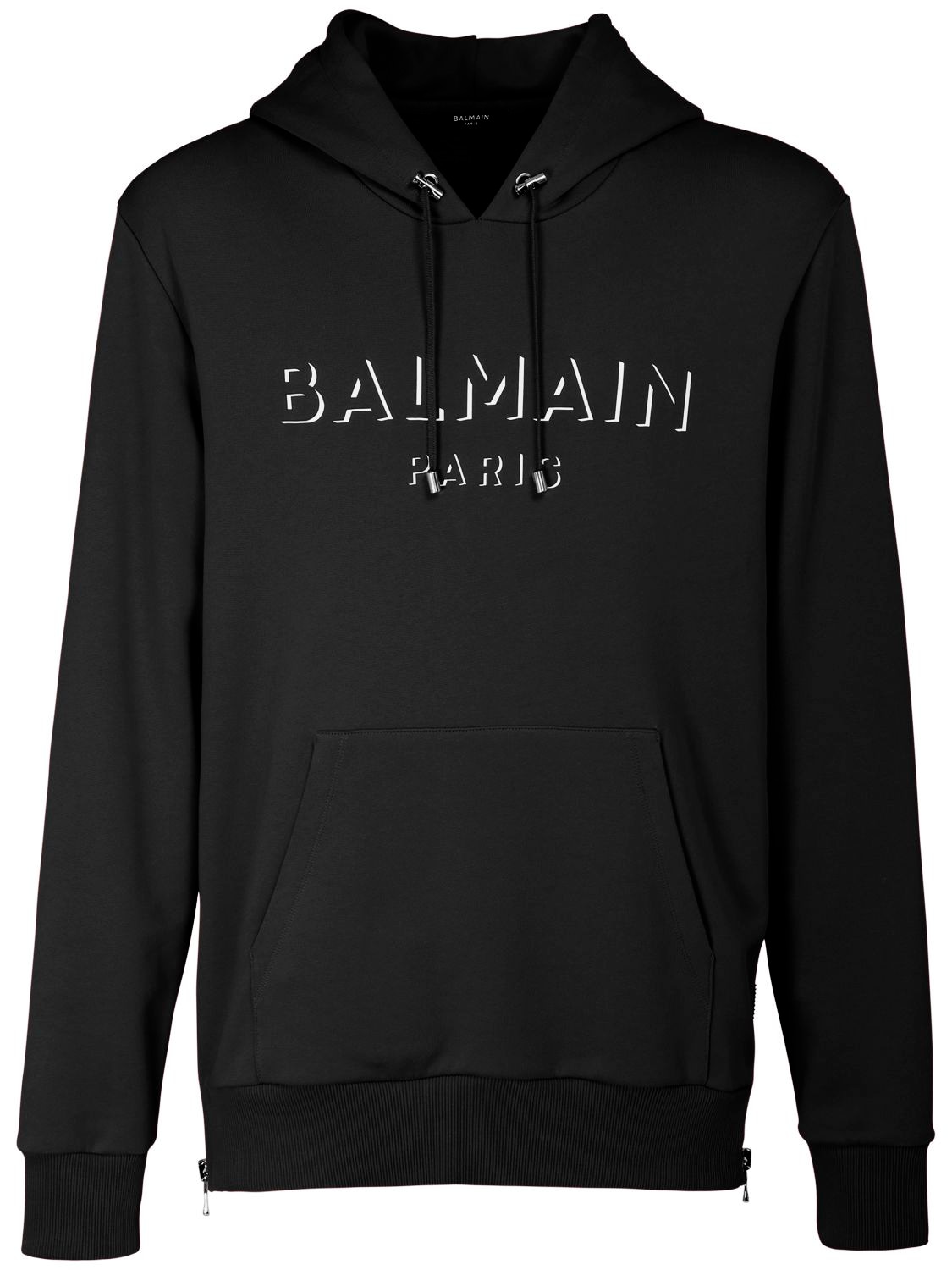 BALMAIN - 3d logo print cotton jersey hoodie - Black | Luisaviaroma