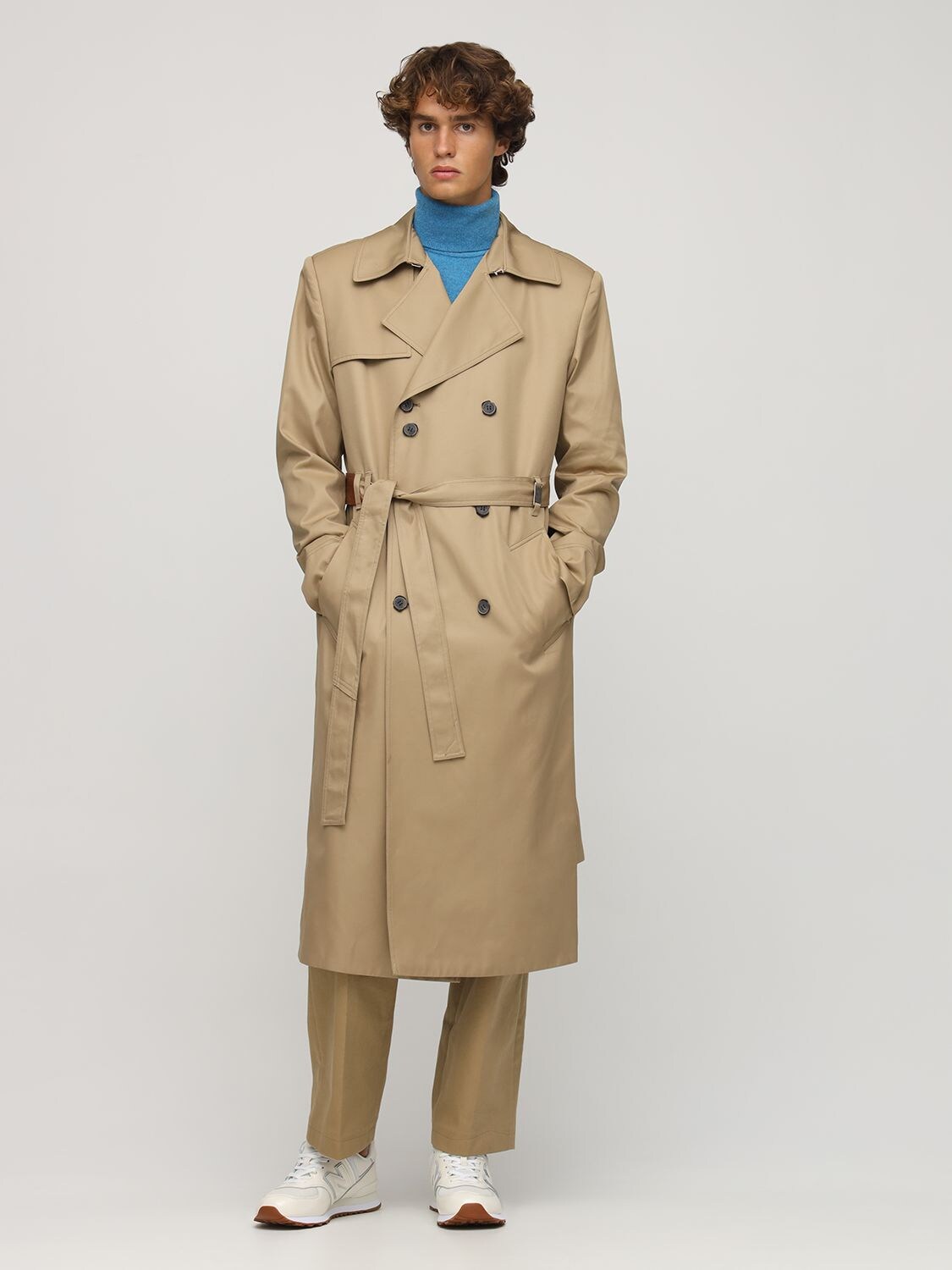 ADER ERROR LOGO DOUBLE BREAST COTTON TRENCH COAT,72IS3R012-QKC1