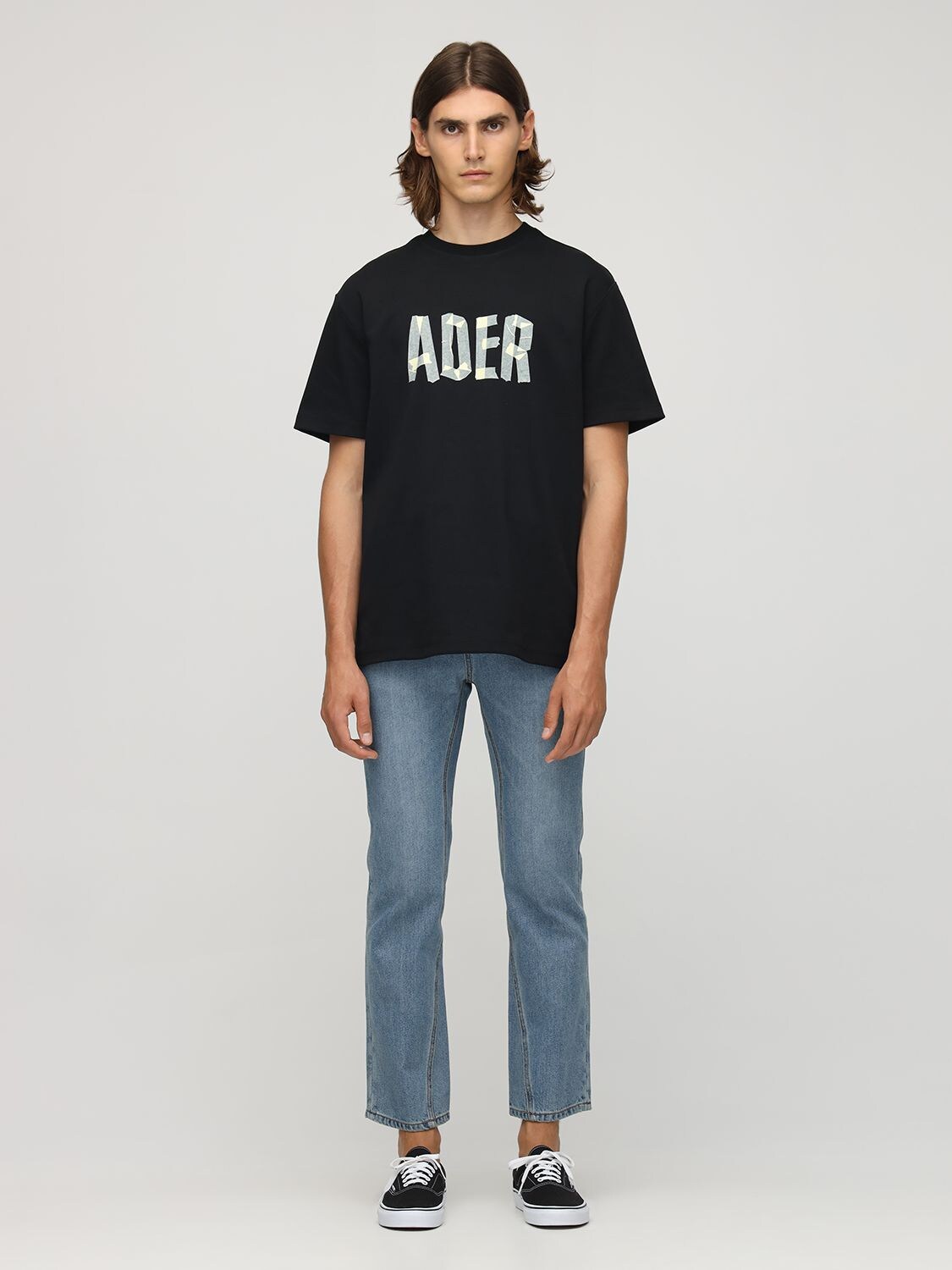 Ader Error Logo Print Cotton Jersey T-shirt In Black