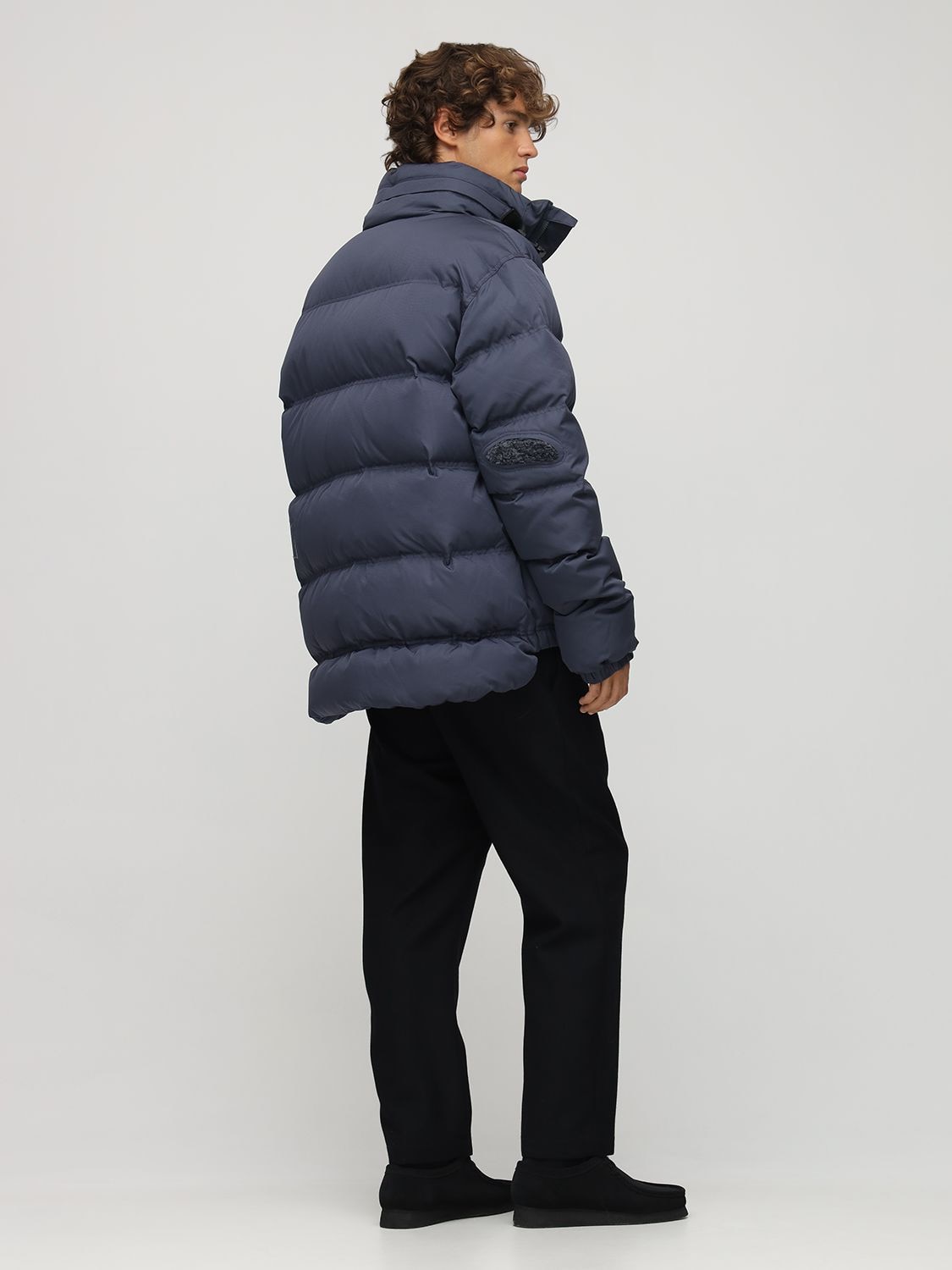 Ader Error Logo Patch Nylon Down Jacket In Charcoal