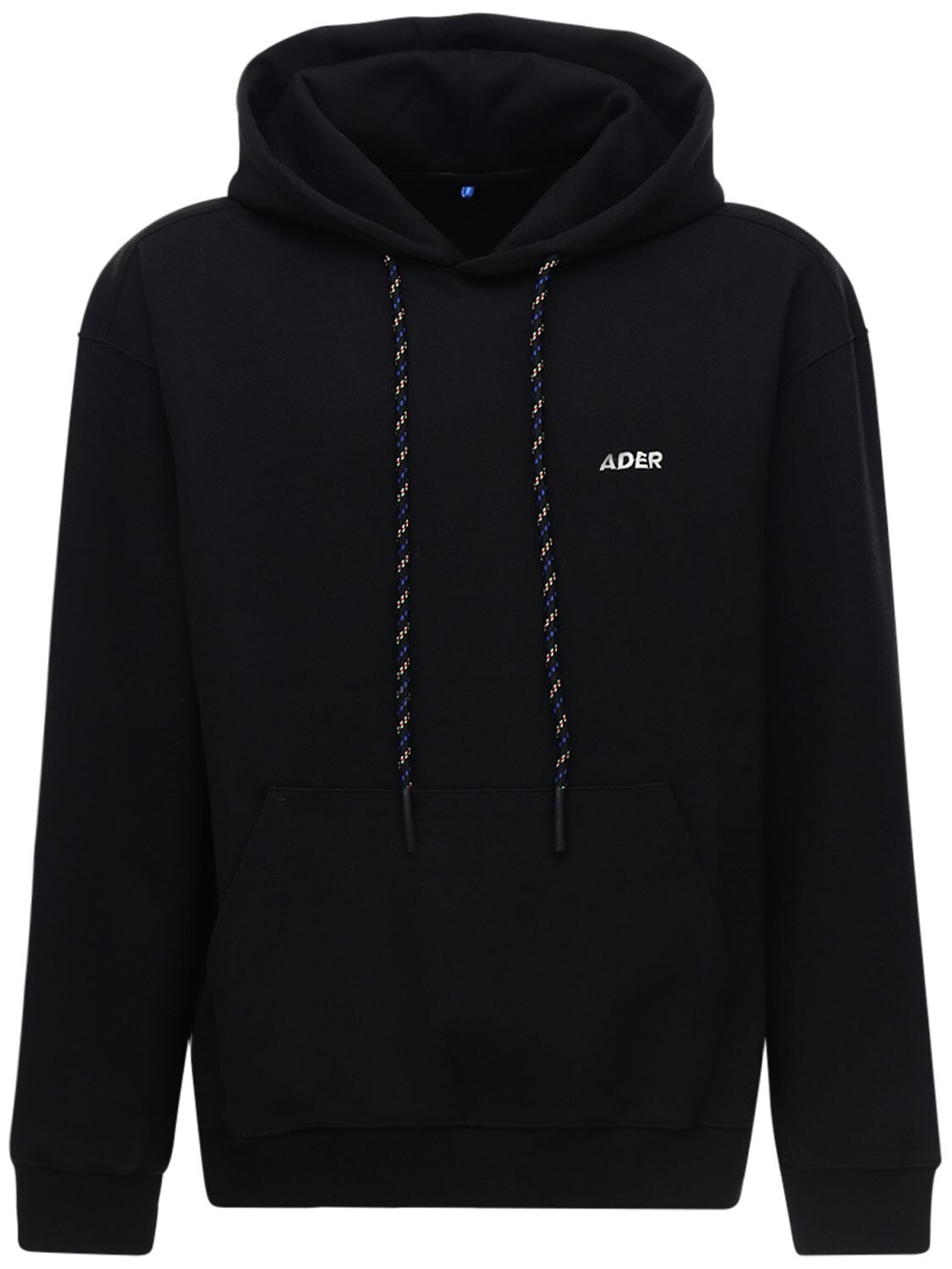 Ader Error Logo Print Cotton Sweatshirt Hoodie In Black