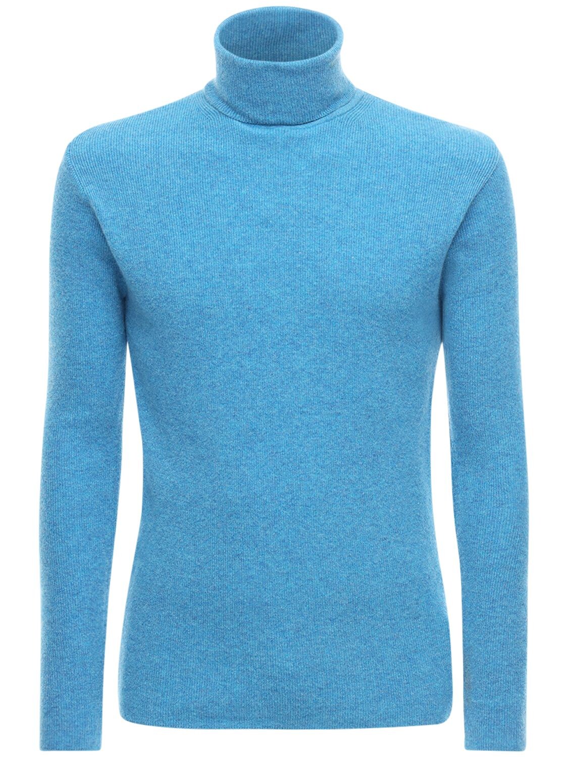 Ader Error Logo Knit Wool & Cashmere Turtleneck In Sky Blue