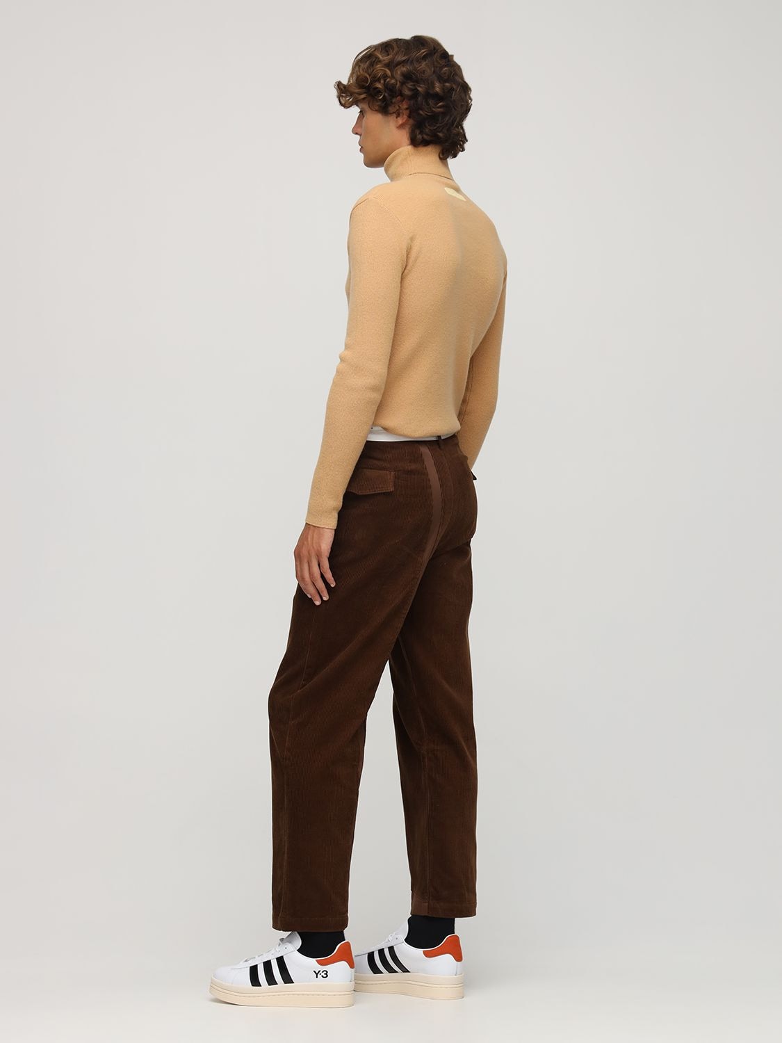 ADER ERROR 不对称短款棉质天鹅绒裤子,72IS3R035-QLJPV041