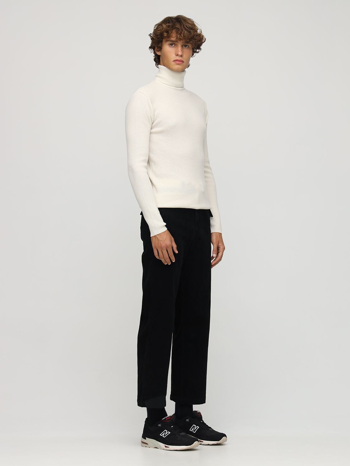 Ader Error Asymmetric Crop Cotton Velvet Pants In Black