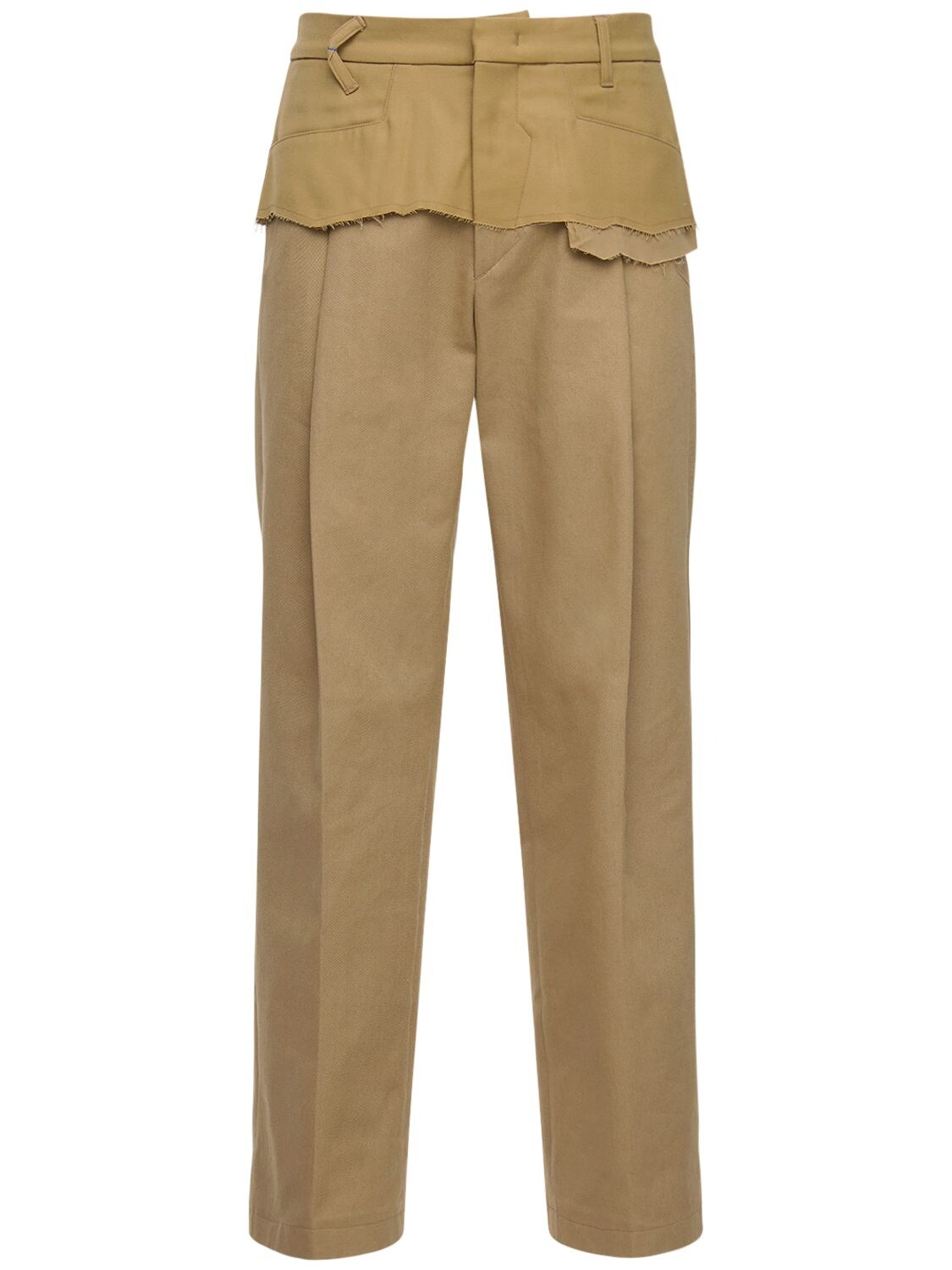 Ader Error 20cm Deconstructed Cotton Pants In Brown