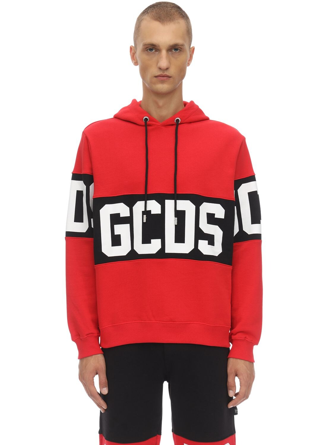 GCDS BAND COTTON SWEATSHIRT HOODIE,72IVUD018-MDMGUKVE0