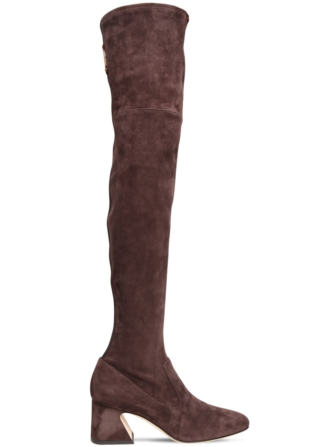 Alberta Ferretti 60mm Stretch Suede Over-the-knee Boots In Dark Brown