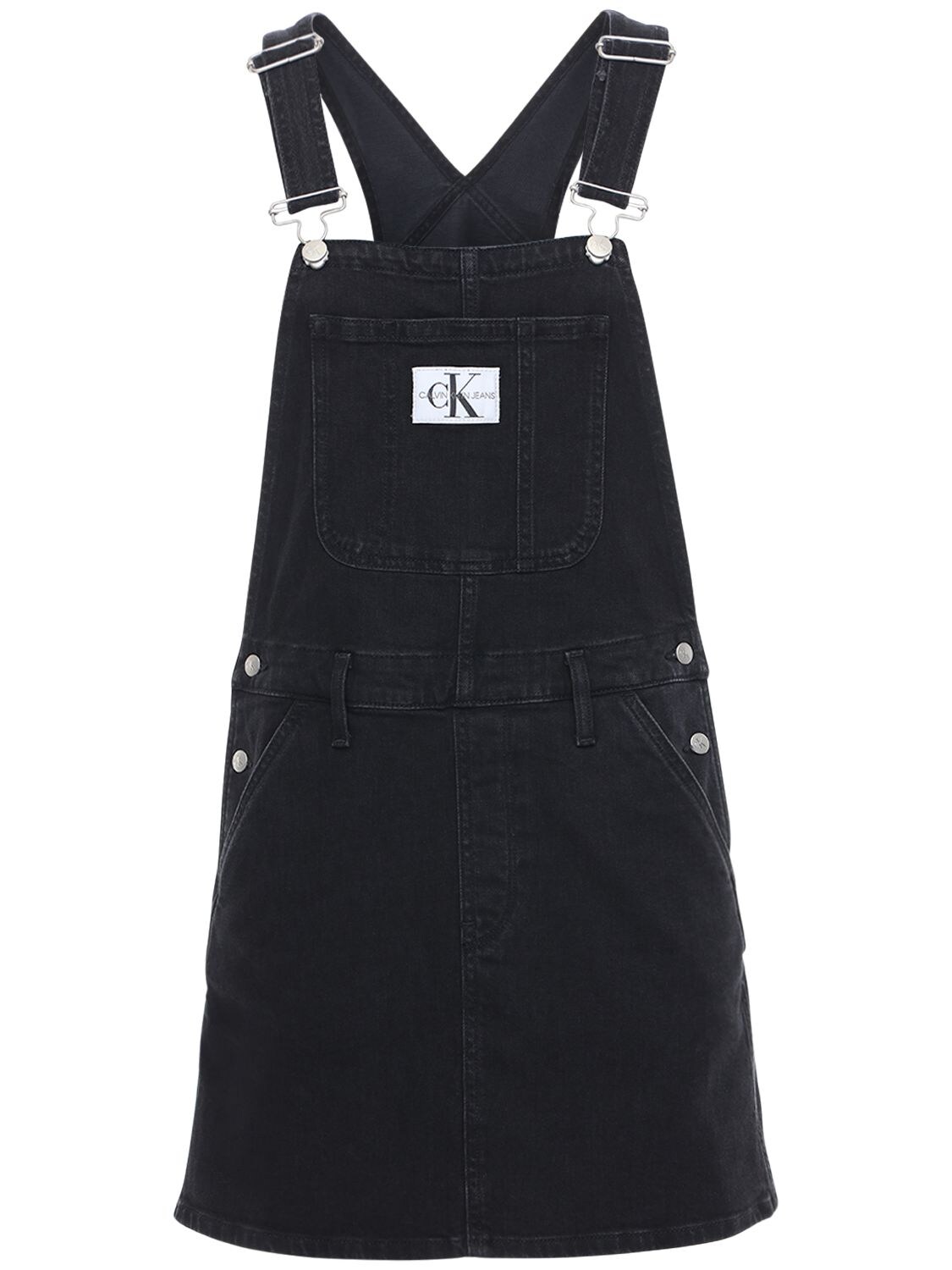 Calvin Klein Jeans Est.1978 Cotton Denim Mini Overalls In Black