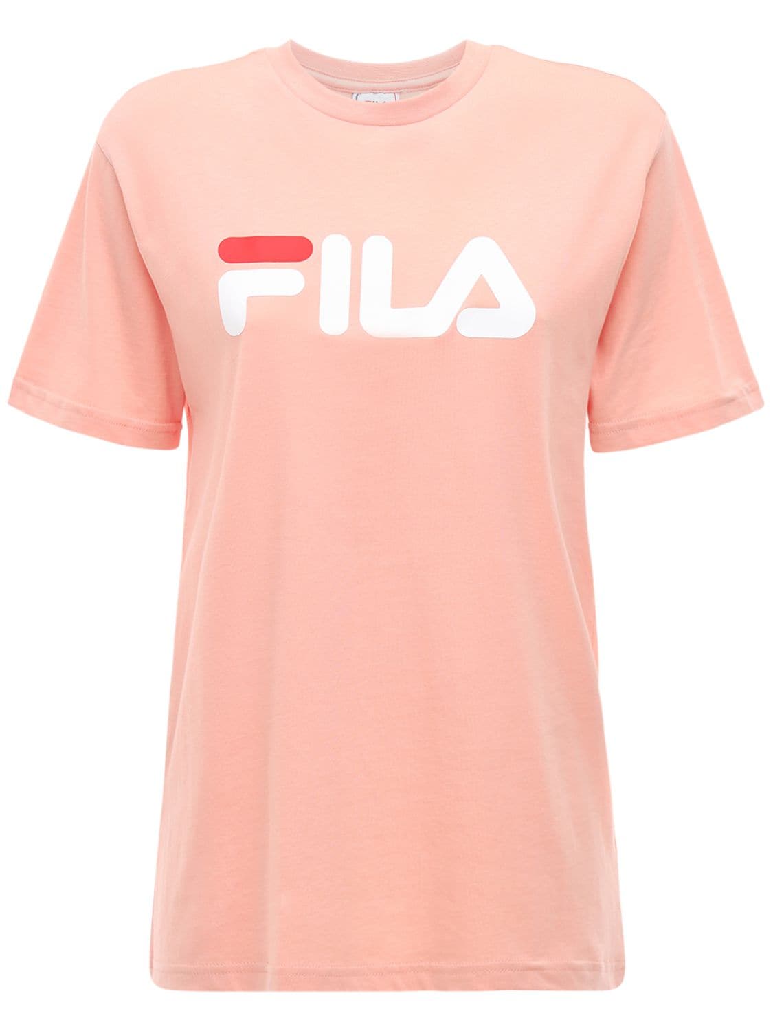 Fila Logo Cotton T-shirt In Pink
