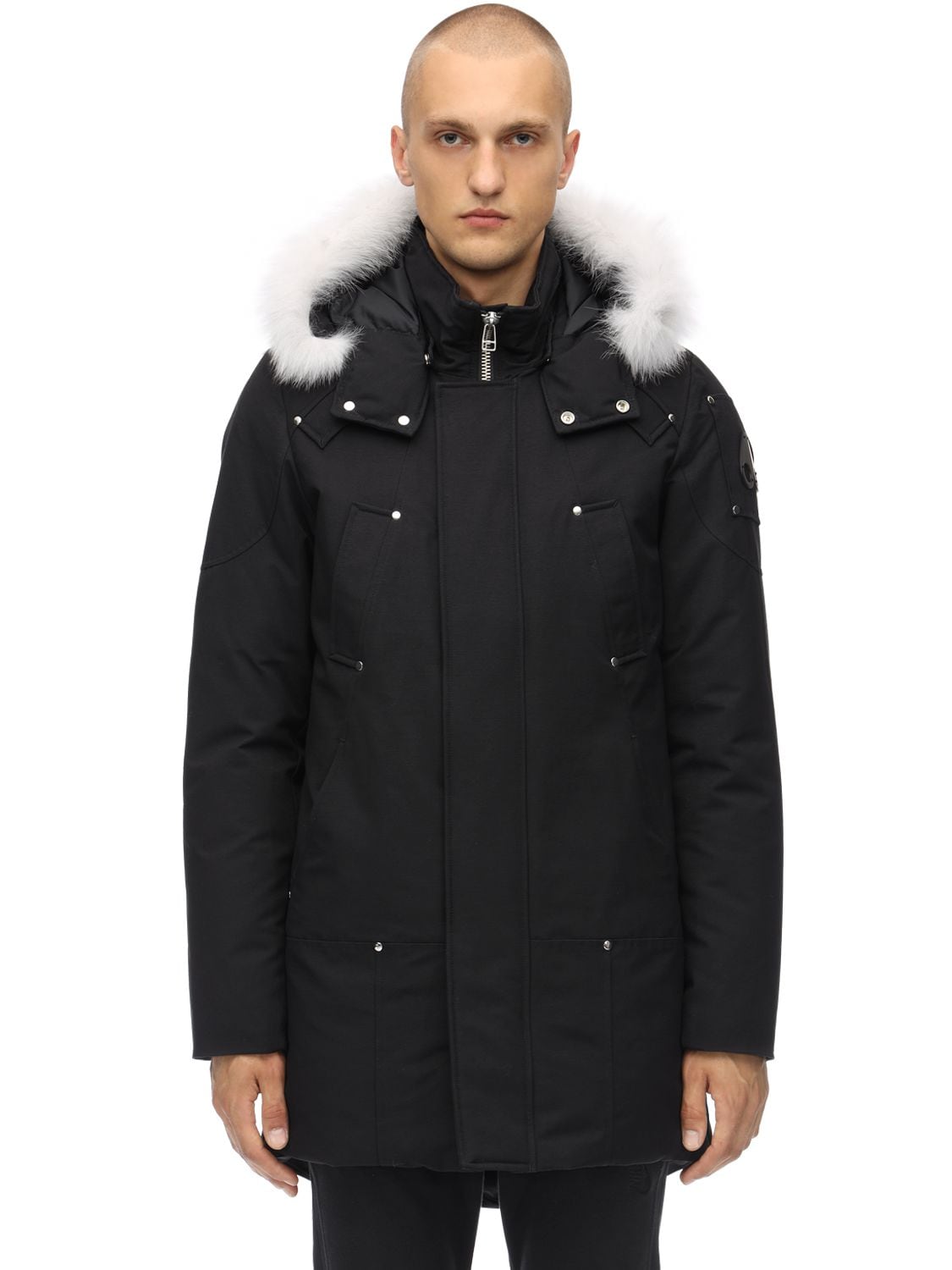 Moose Knuckles Stirling Hooded Parka In Navy | ModeSens