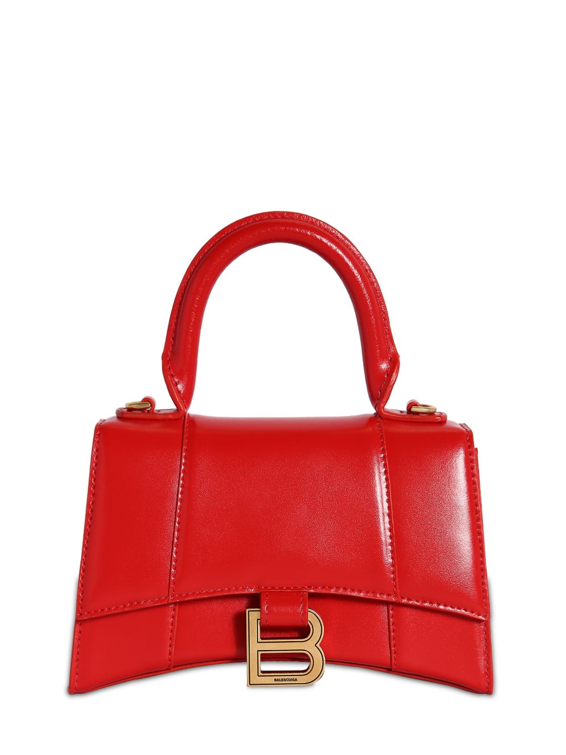 Balenciaga Xs Hourglass Smooth Leather Bag In Red | ModeSens