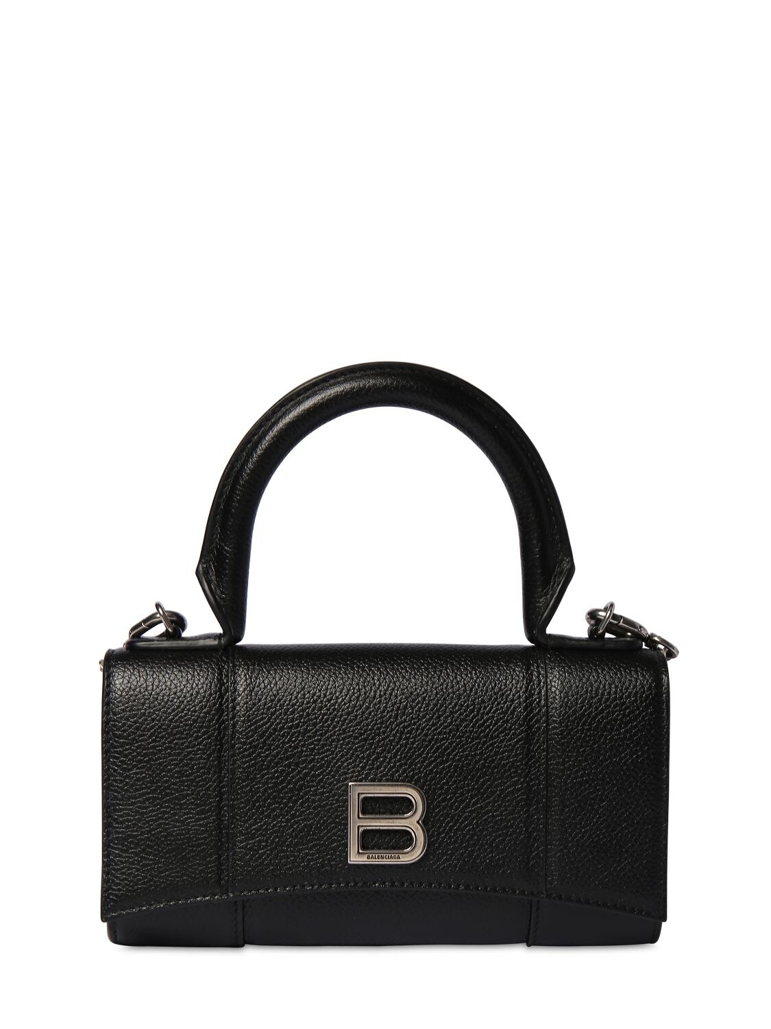 Balenciaga Hourg Leather Phone Holder In Black